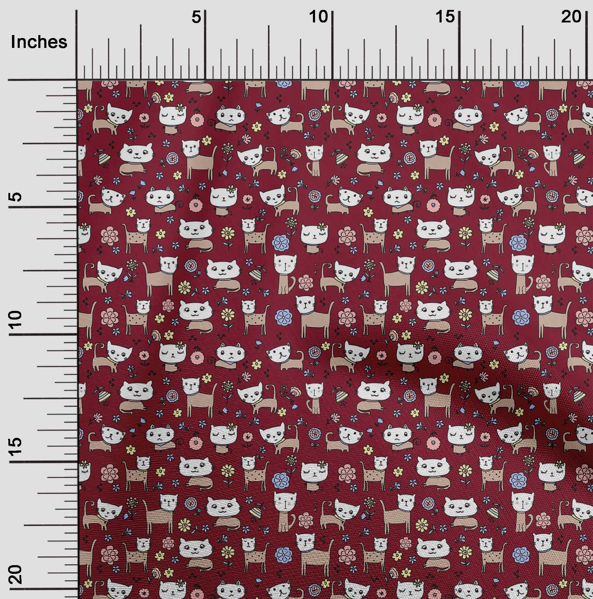 Premium Cotton Silk Blend Maroon Fabric for Kids - 42 Inch Wide Printed Animal Design DIY Sewing Supplies by The Yard | Perfect for Children's Clothing, Costumes & Craft Projects
