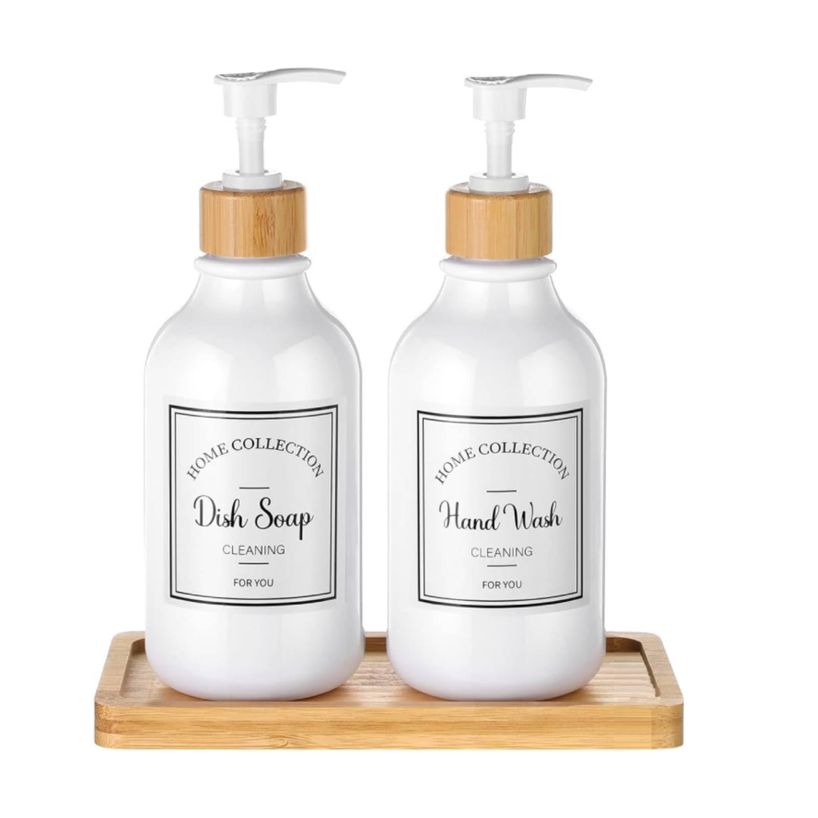 Bamboo Soap Dispenser Tray - Bathroom Countertop Organizer, Kitchen Sink Tray, Jewelry & Cosmetic Holder - Natural Wood Vanity Tray for Bathroom, Dresser, Bathtub - Perfect for Organizing Rings, Soaps & Beauty Products