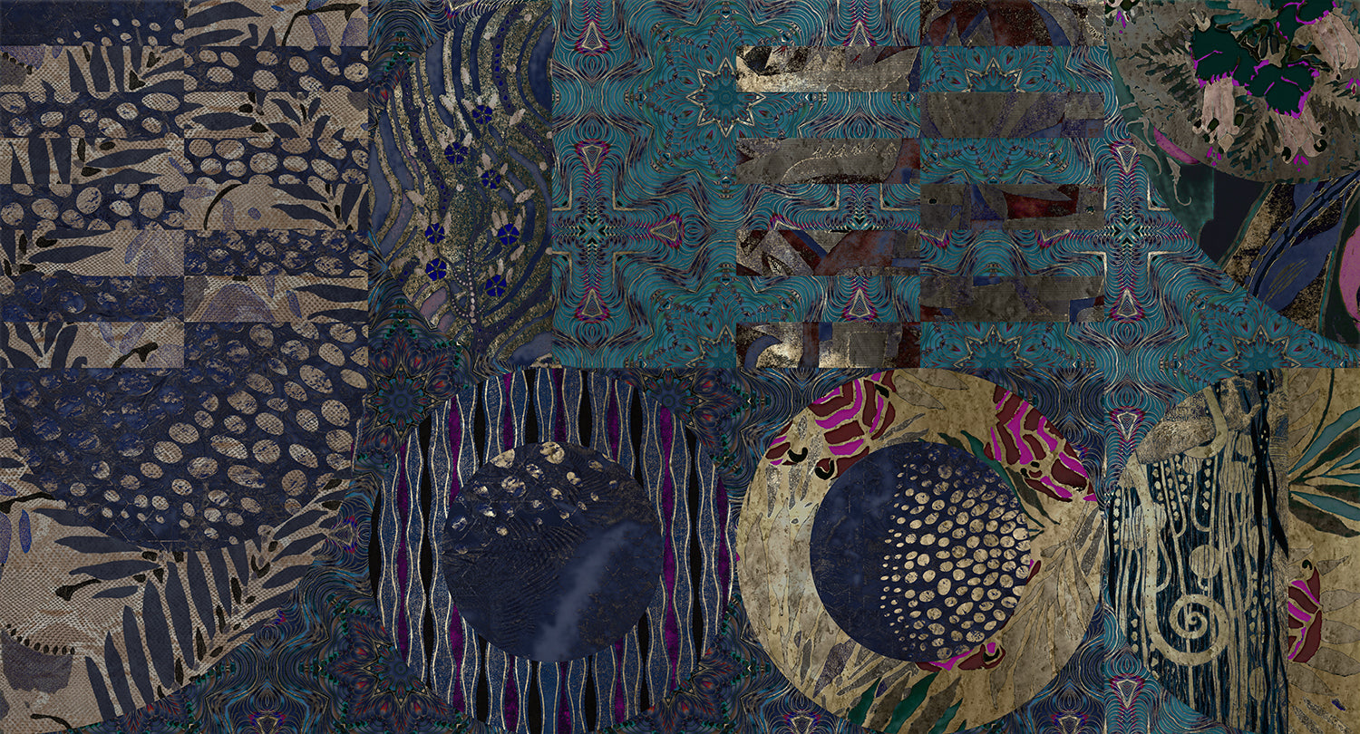 Blue Geometric Collage Mural Wallpaper M2574 - Peel and Stick Removable Wallpaper for Bedroom, Living Room, Nursery - Self-Adhesive Home Decor for Walls, Furniture, DIY Projects