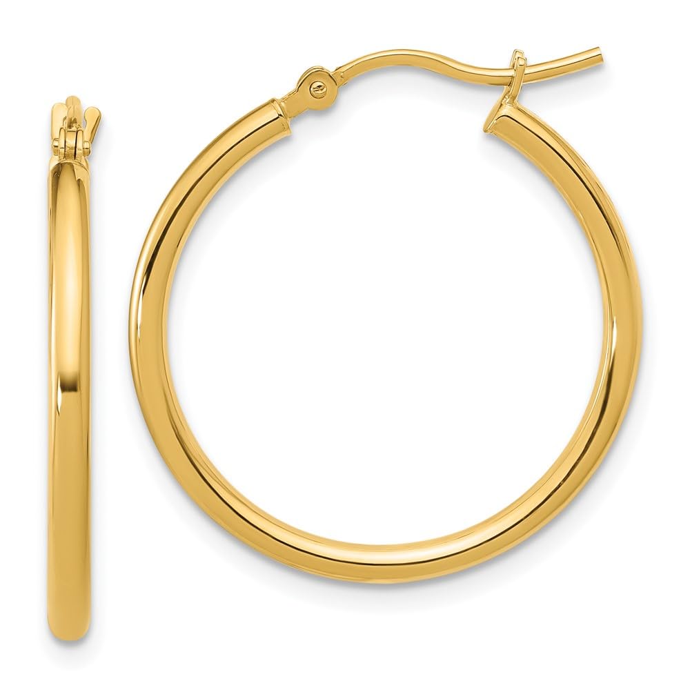 14K Gold Polished Hoop Earrings for Women - Classic Round Circle Earrings for Everyday Wear, Parties & Gifts