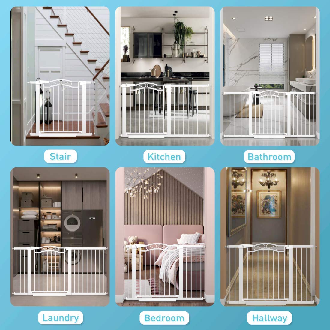 Fairy Baby Safety Gate for Doorways, Stairs & Hallways - Adjustable Pressure Mounted (48.82