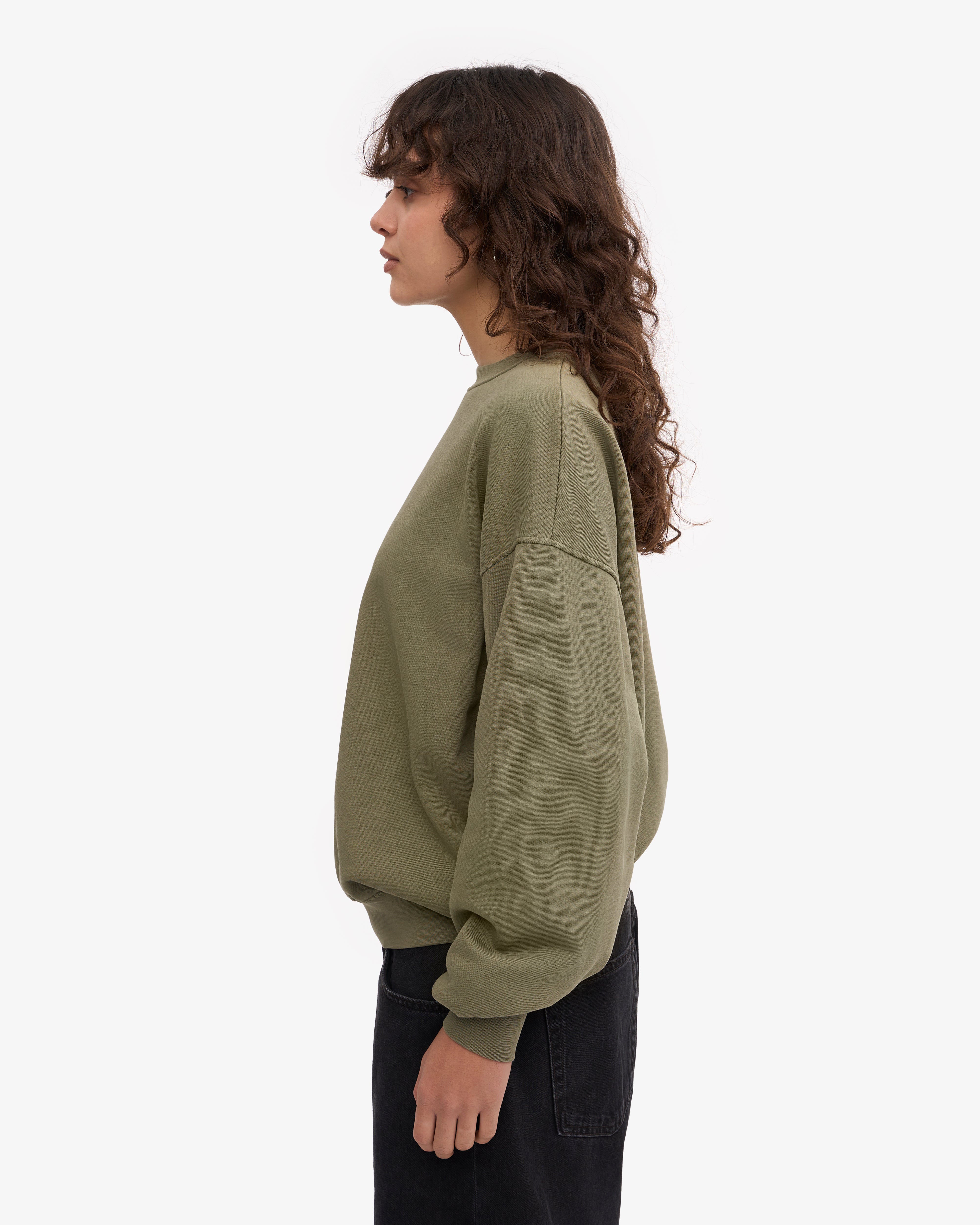 Organic Oversized Crewneck Sweatshirt for Women - Soft & Comfortable Dusty Olive Pullover - Perfect for Casual Wear, Lounge & Outdoor Activities