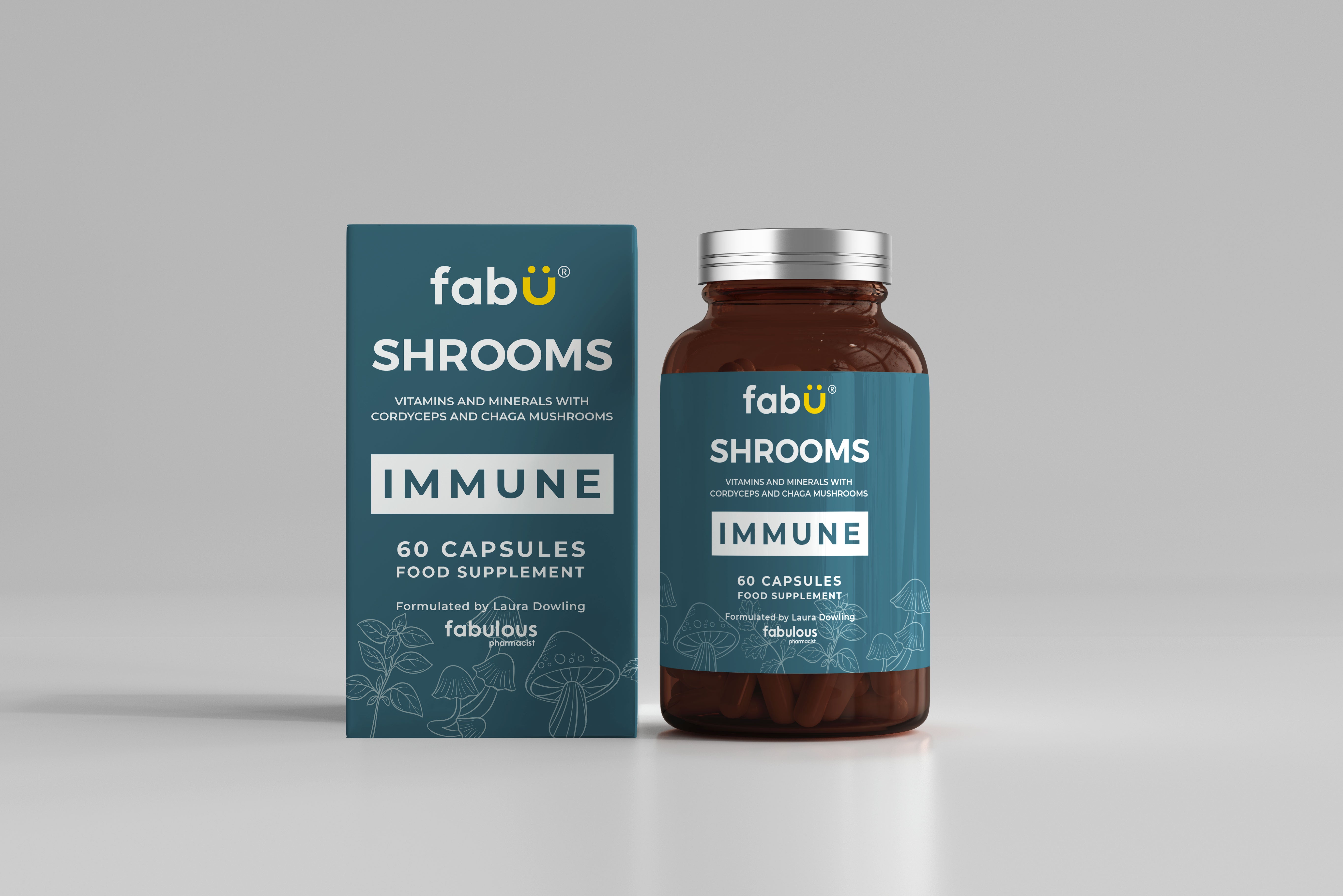 Premium fabÜ Shrooms Immune Support Supplement - Boost Immunity & Wellness - Organic Mushroom Extract for Daily Health - Ideal for Immune Defense & Overall Well-Being