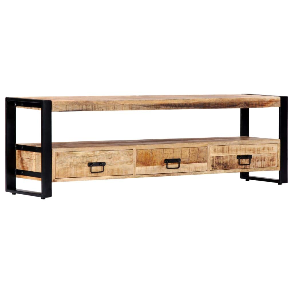 Farmhouse TV Stand with Open Shelves - 59.1