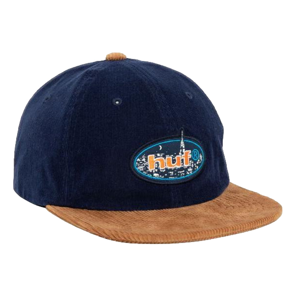 HUF JP CITY LIGHTS 6-Panel Snapback Hat Navy Blue - Stylish Streetwear Cap for Urban Fashion & Skateboarding
