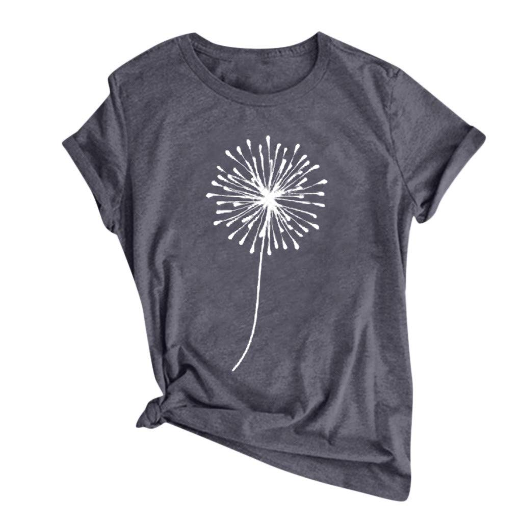 ZEFOTIM Women's Sunflower Print Short Sleeve Crewneck T-Shirt - Casual Summer Fashion Top for Women - Perfect for Beach Outings, Picnics & Daily Wear