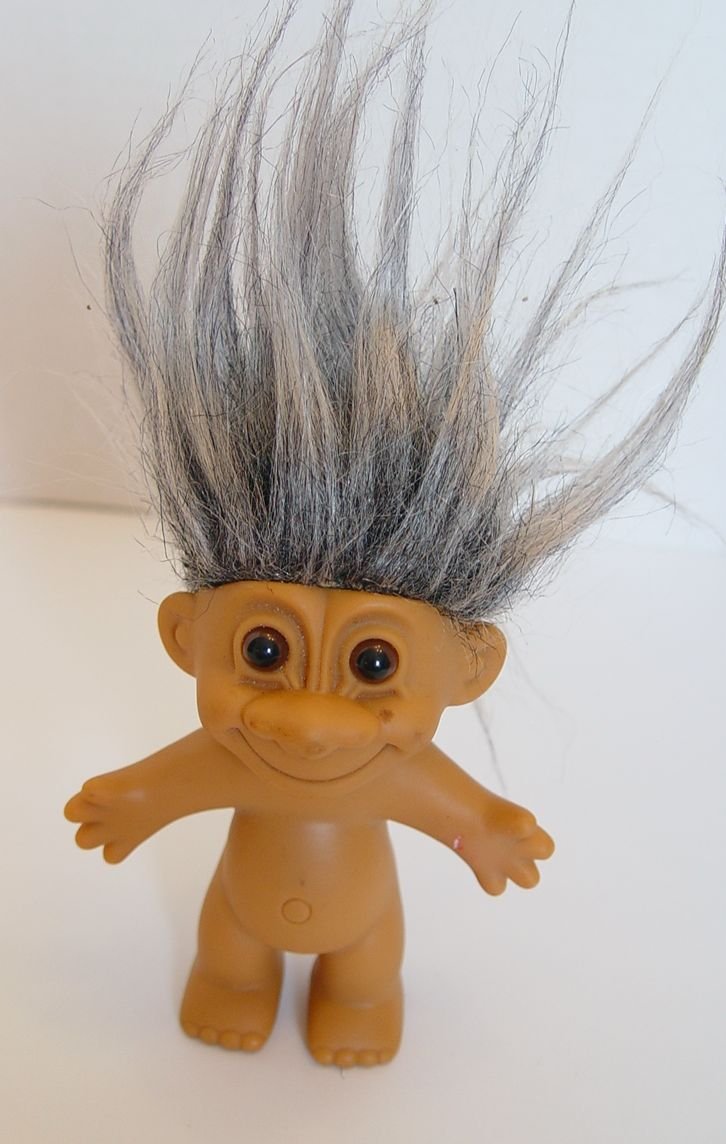Vintage Russ Gray Haired Troll Doll 4.5