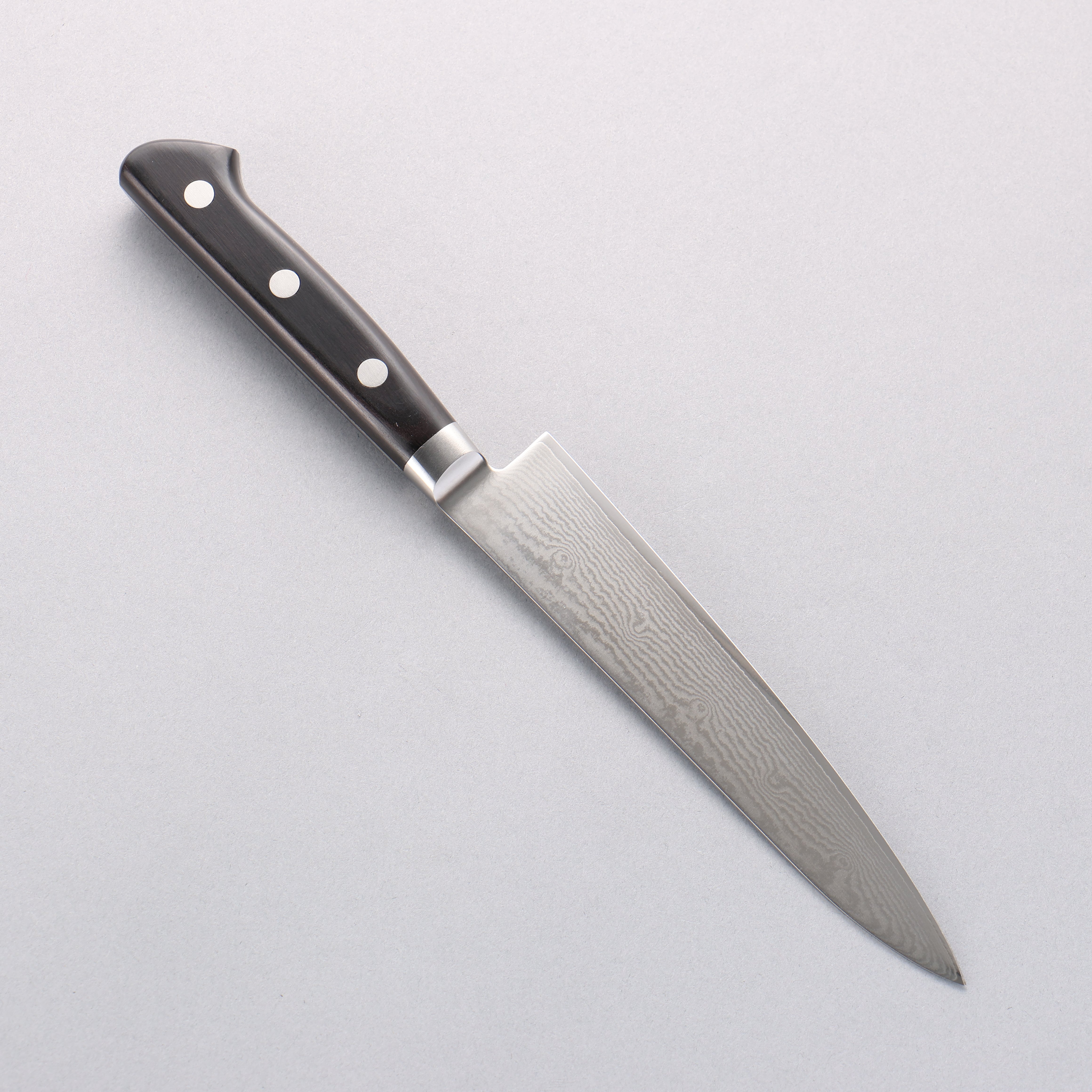 Premium Seisuke VG10 33-Layer Damascus Steel Petty Utility Knife 150mm - Black Pakkawood Handle - Perfect for Slicing, Chopping & Food Prep in Professional & Home Kitchens