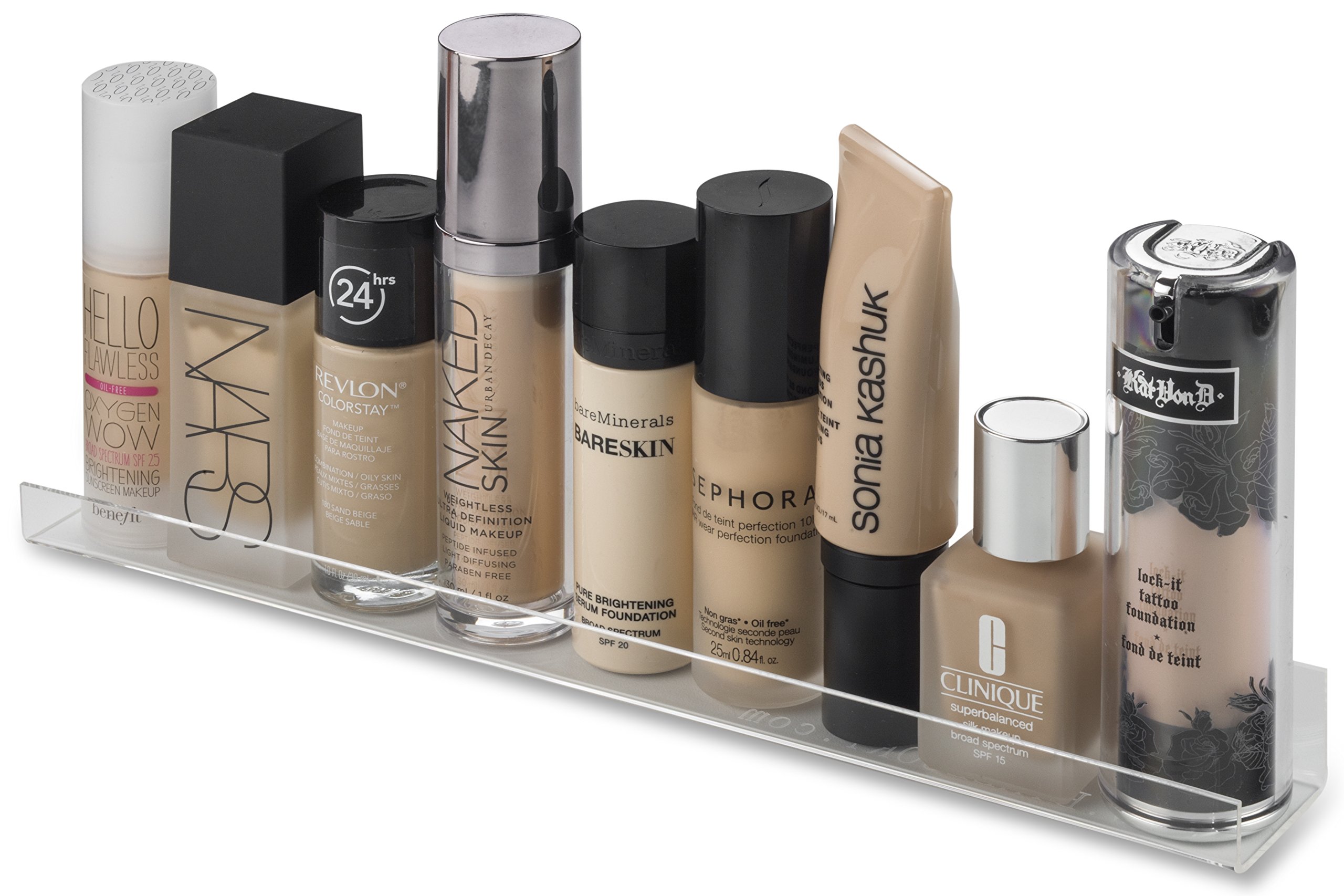 Alegory Acrylic Makeup Organizer Wall Shelf - 12 Inch Cosmetic Display for Nail Polish, Eyelashes & Foundations (5-Pack with Hardware) | Perfect for Bathroom Vanity, Salon Storage & Bedroom Organization