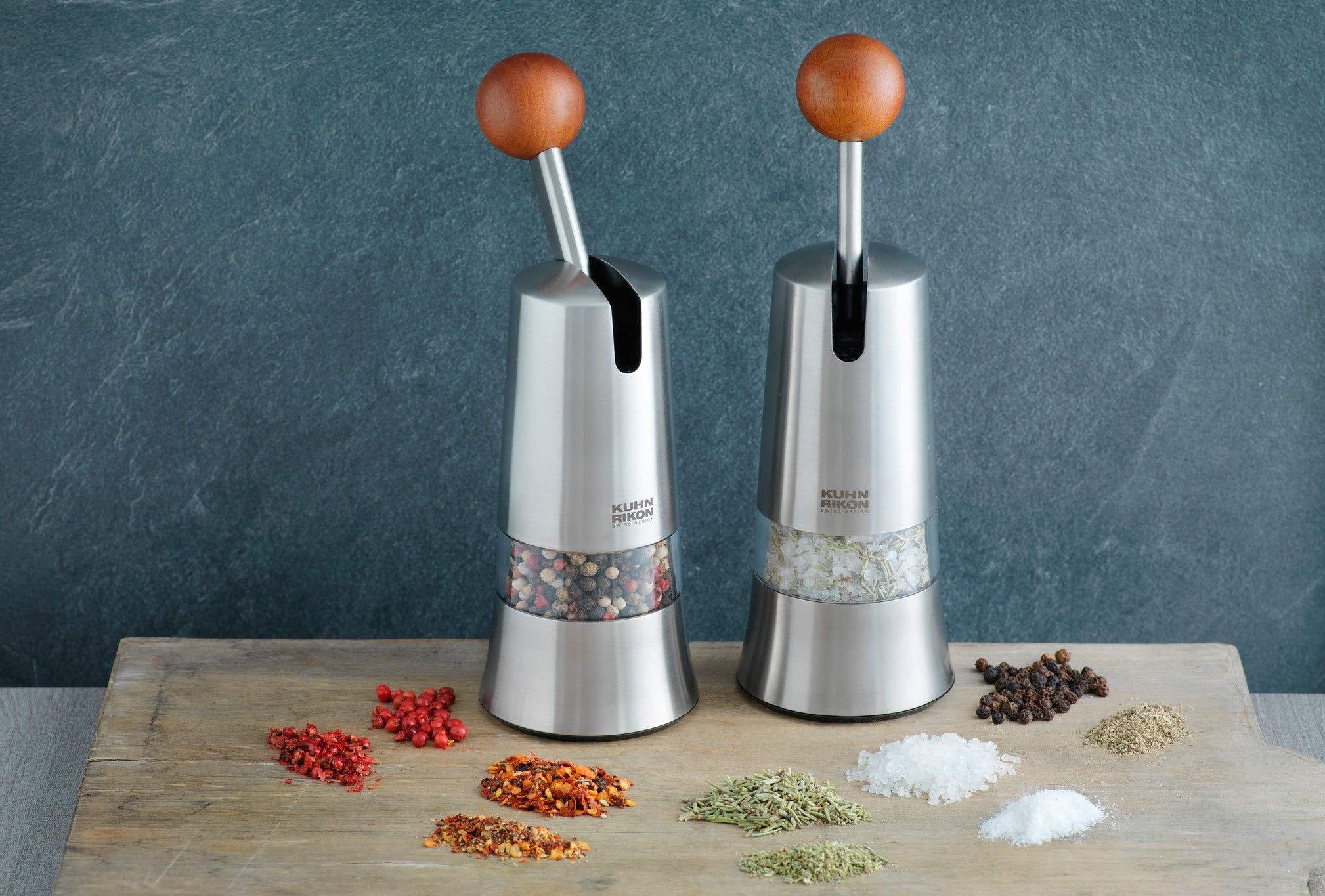 Kuhn Rikon Epicurean Adjustable Ratchet Grinder - Premium Ceramic Mechanism for Salt, Pepper & Spices - 8.5