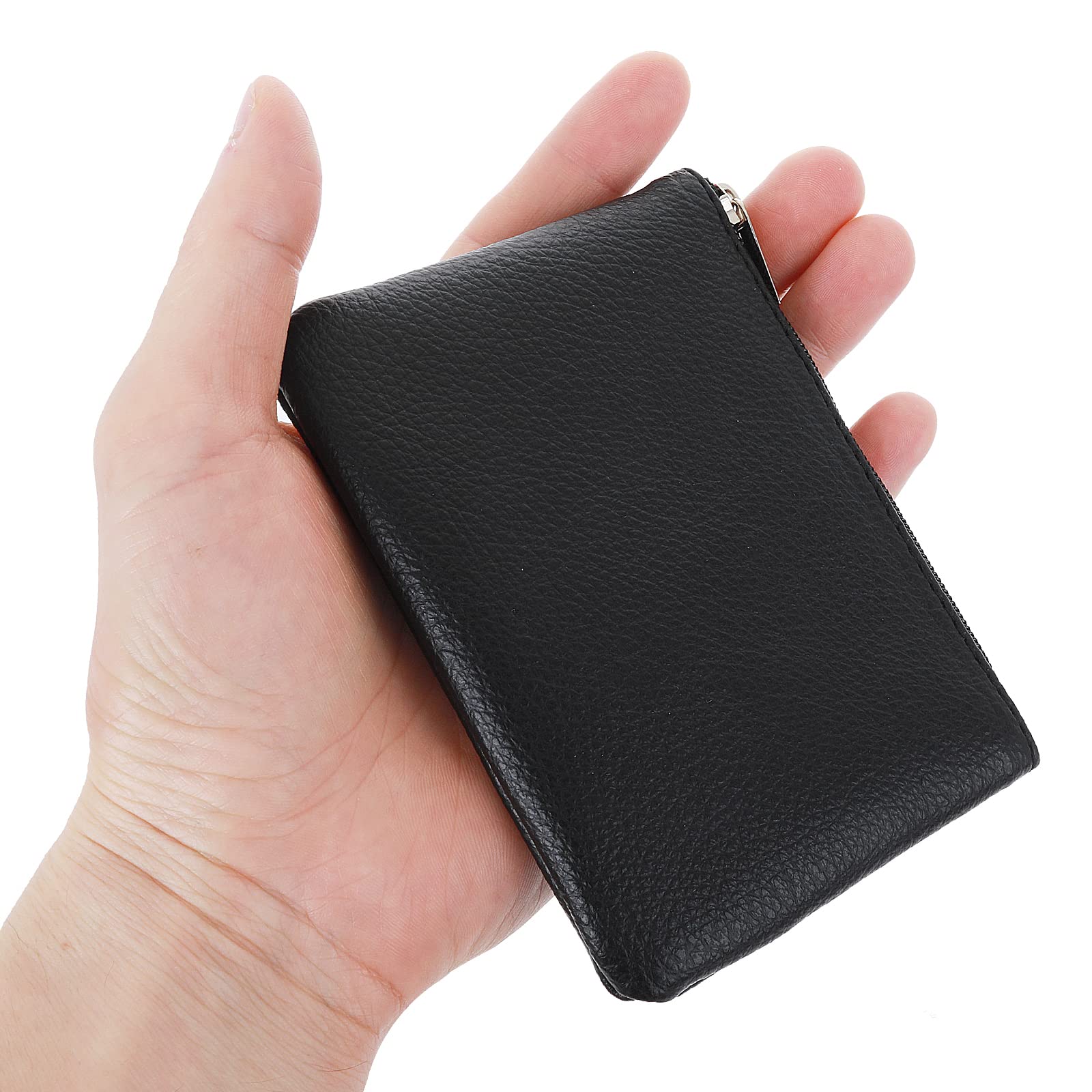 Stylish PU Lychee Pattern Zipper Coin Purse - Mini Portable Wallet for Women with Credit Card Slots, ID Holder & Keychain - Perfect for Organizing Coins, Cash, Cards, Keys & Lipstick (Black) | Great for Everyday Use, Travel & Gift Giving