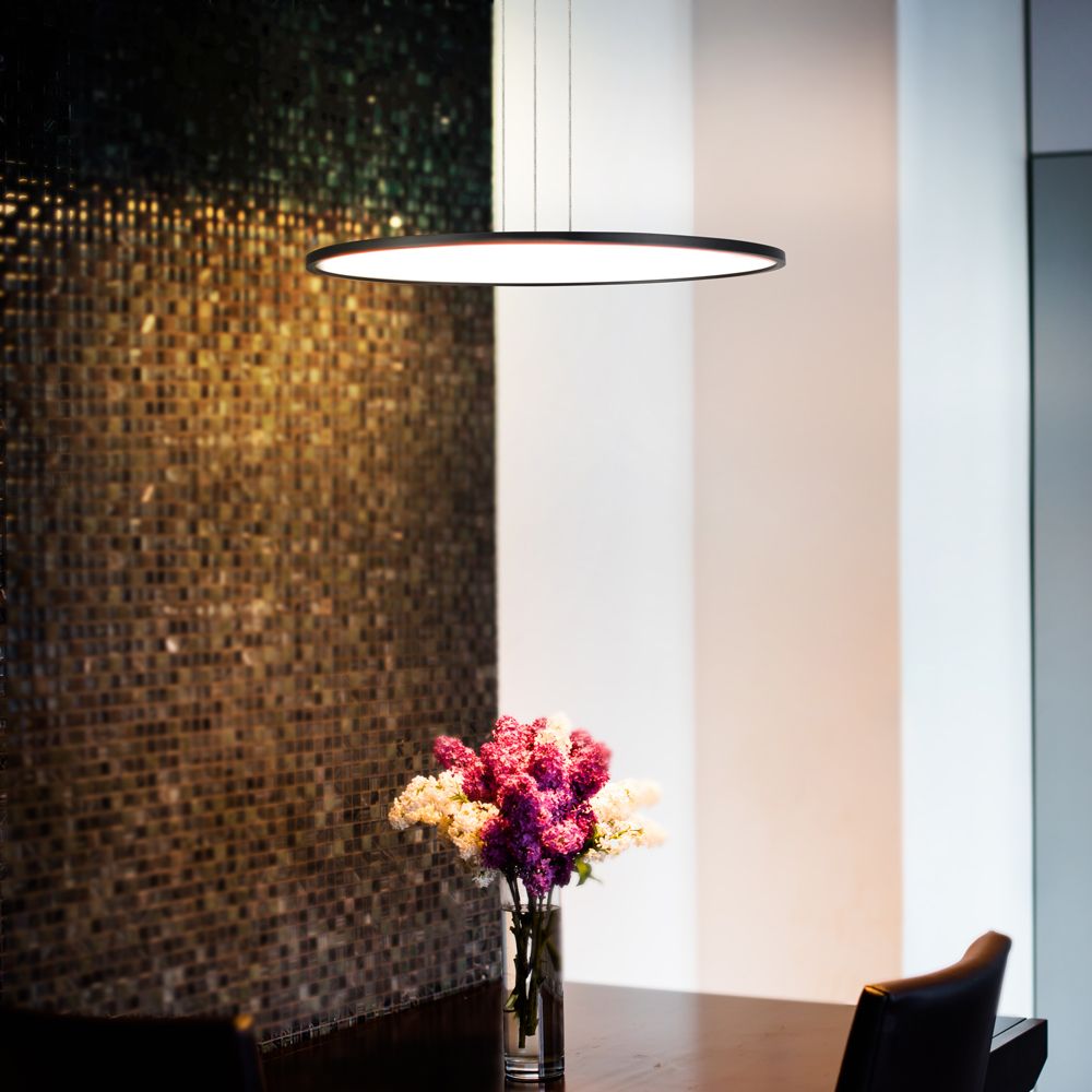 VONN Salm 24 Inch Black LED Disc Chandelier - Modern Ceiling Light Fixture for Dining Room, Bedroom, or Living Room Decor