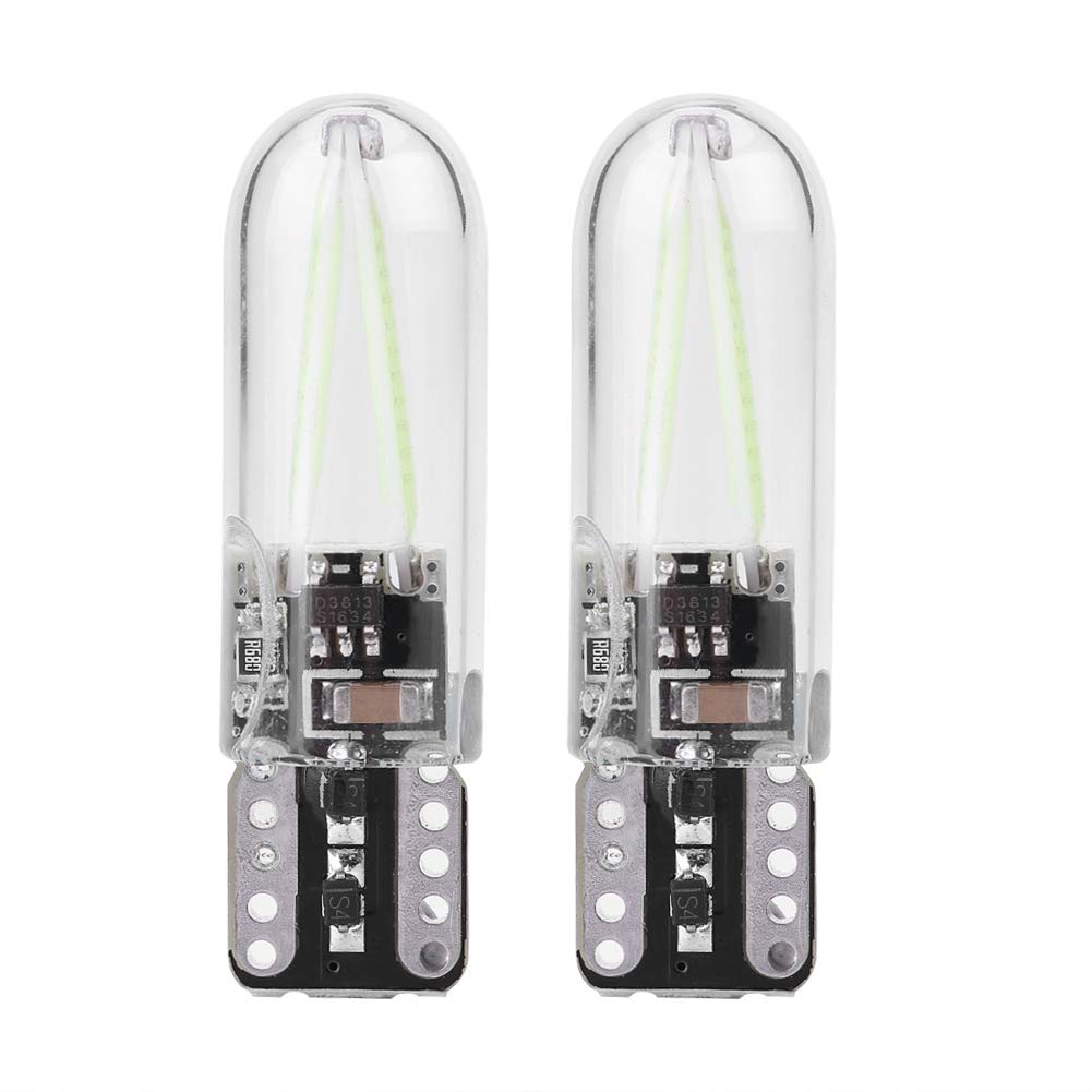 Acouto 2PCS T10 COB LED Bulbs 8-28V for Car Interior, Reading Light, DRL & Turn Signal - Ice Blue | Durable Glass Filament Design for Enhanced Visibility & Style