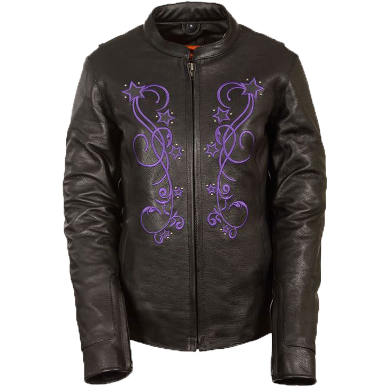 Women's Reflective Star Embroidery Leather Jacket - Stylish Biker Jacket for Night Visibility | Perfect for Motorcycle Riding, Night Outfits & Fashion Statements