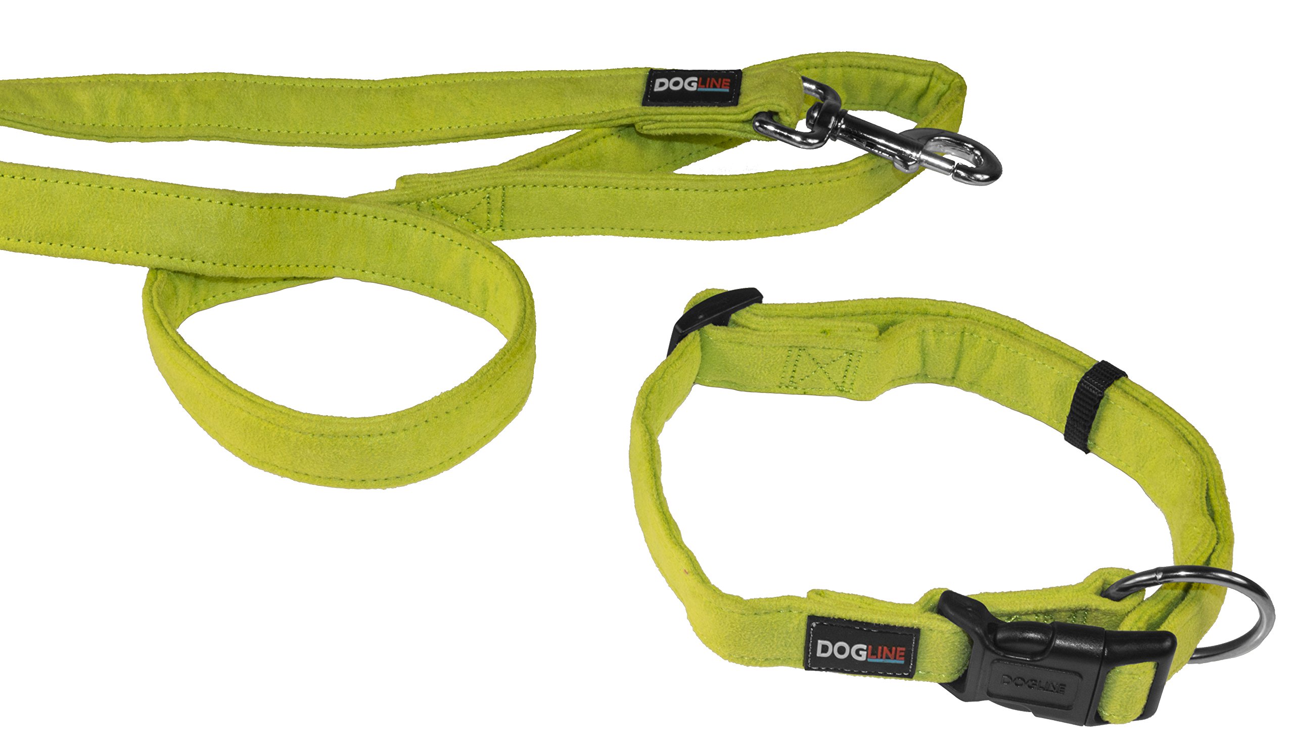 **Dogline Soft Padded Microfiber Flat Dog Collar & Leash Set - Adjustable (3/4
