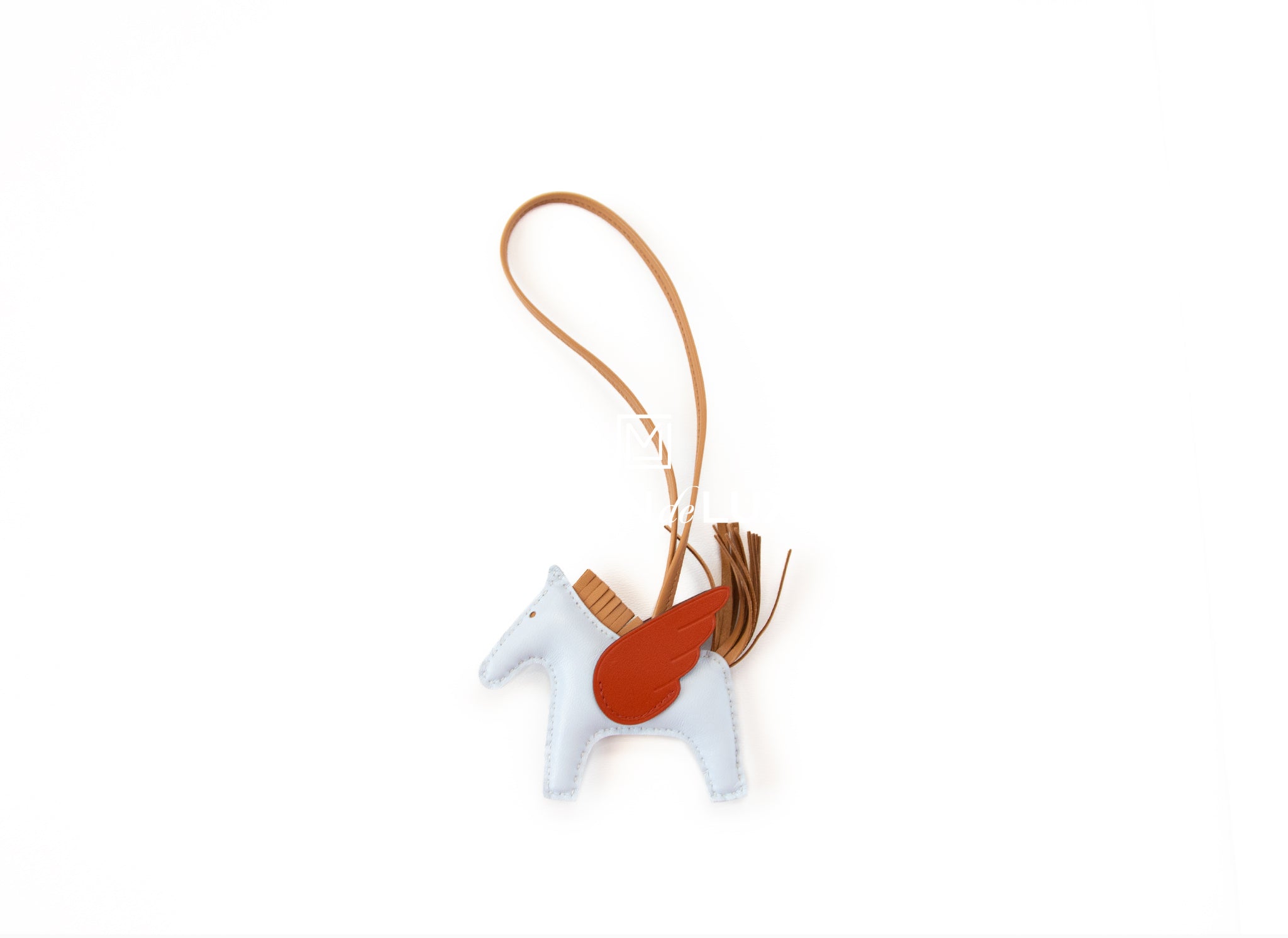 Authentic Hermes Pegase PM Bag Charm in Bleu Brume, Chai & Cuivre - Luxury Horse Design for Handbags & Accessories | Perfect Gift for Fashion Lovers