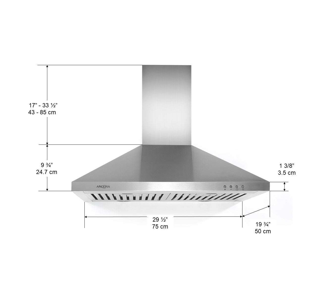 Rapido IV 30 Inch Stainless Steel Range Hood - Powerful Wall Mount Kitchen Exhaust Fan with LED Lights - Perfect for Modern Home Cooking & Ventilation