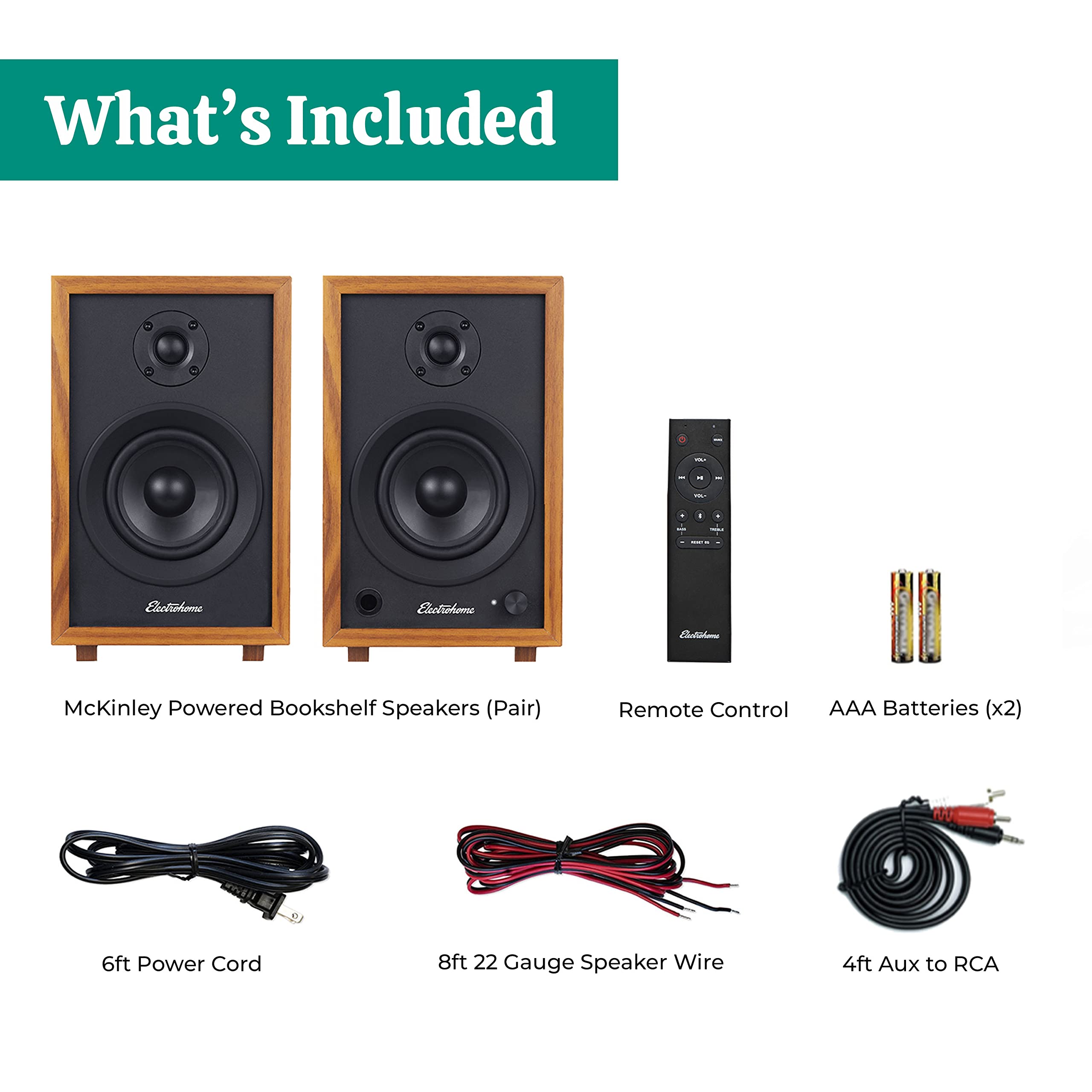 Electrohome McKinley 2.0 Stereo Powered Bookshelf Speakers with Built-in Amplifier, 4
