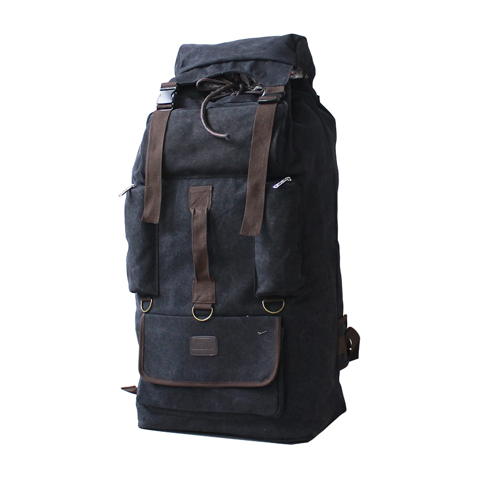 LGYKUMEG 110L Black Canvas Camping Backpack for Men - Waterproof Dry Bag with Padded Adjustable Straps for Hiking, Hunting & Outdoor Survival Gear | Perfect for Camping Trips, Wilderness Adventures & Emergency Preparedness