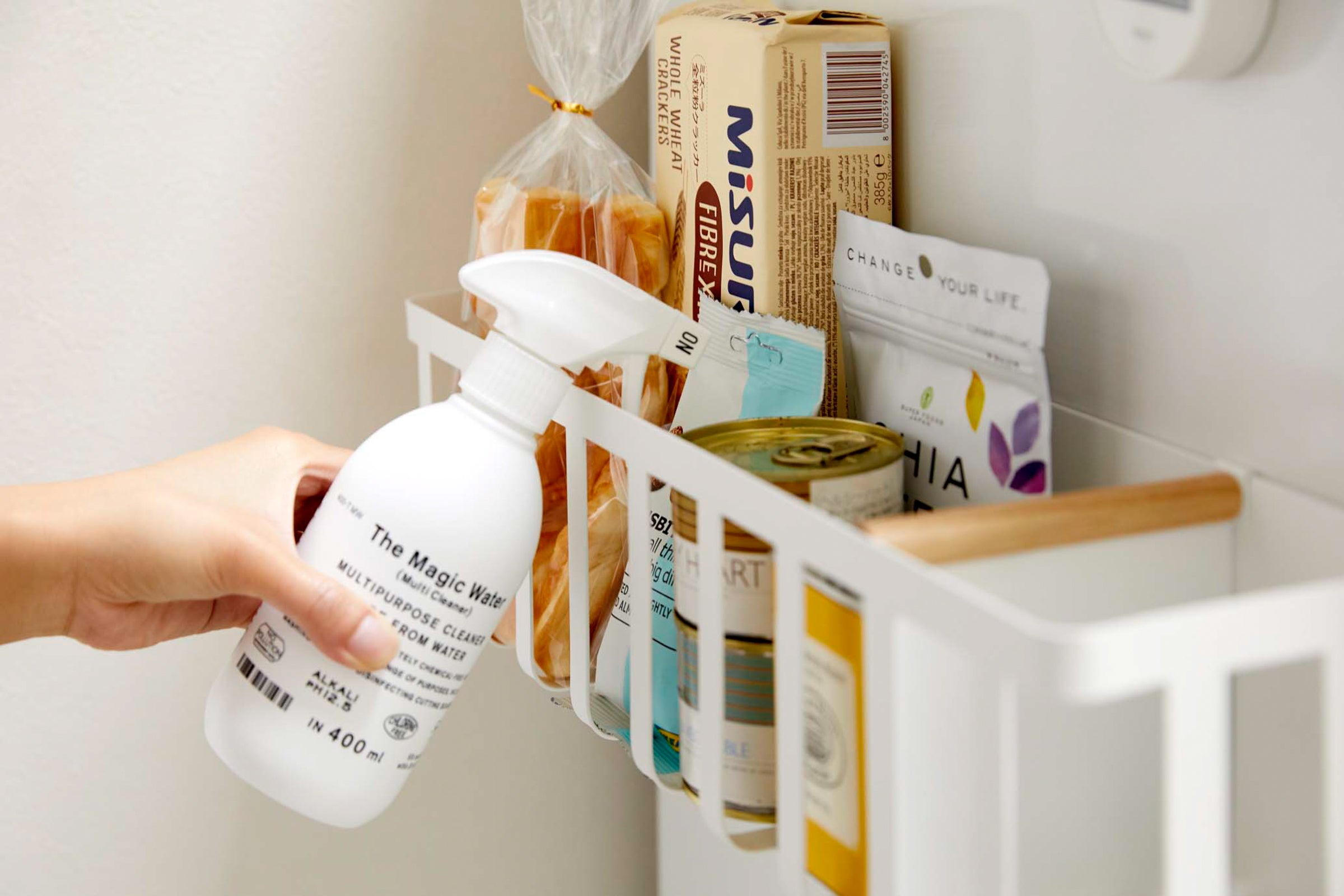 Magnetic Storage Basket - Steel & Wood Organizer for Kitchen, Bathroom, Office & Home Decor - Space Saving Storage Solution