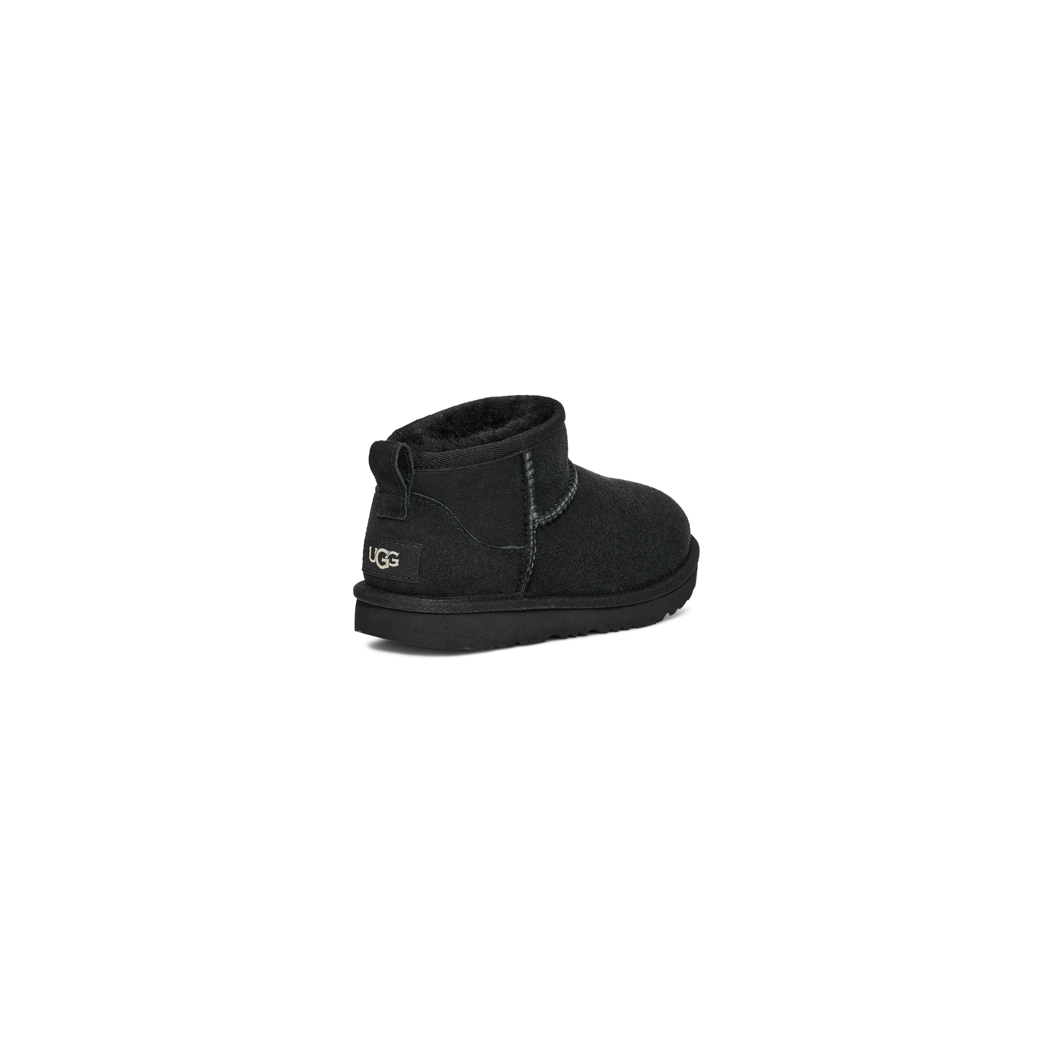 UGG Kids' Classic Ultra Mini Boots in Black - Warm & Comfortable Winter Boots for Girls & Boys - Perfect for School, Play & Snow Days