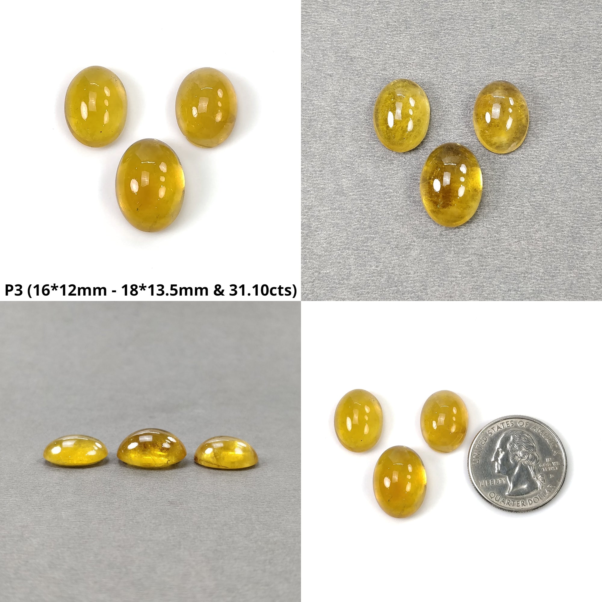Natural Untreated Yellow Citrine Gemstone Cabochon - Oval & Round Shapes (1pc, 3pc, 4pc Options) for Jewelry Making, Wire Wrapping & Crystal Healing