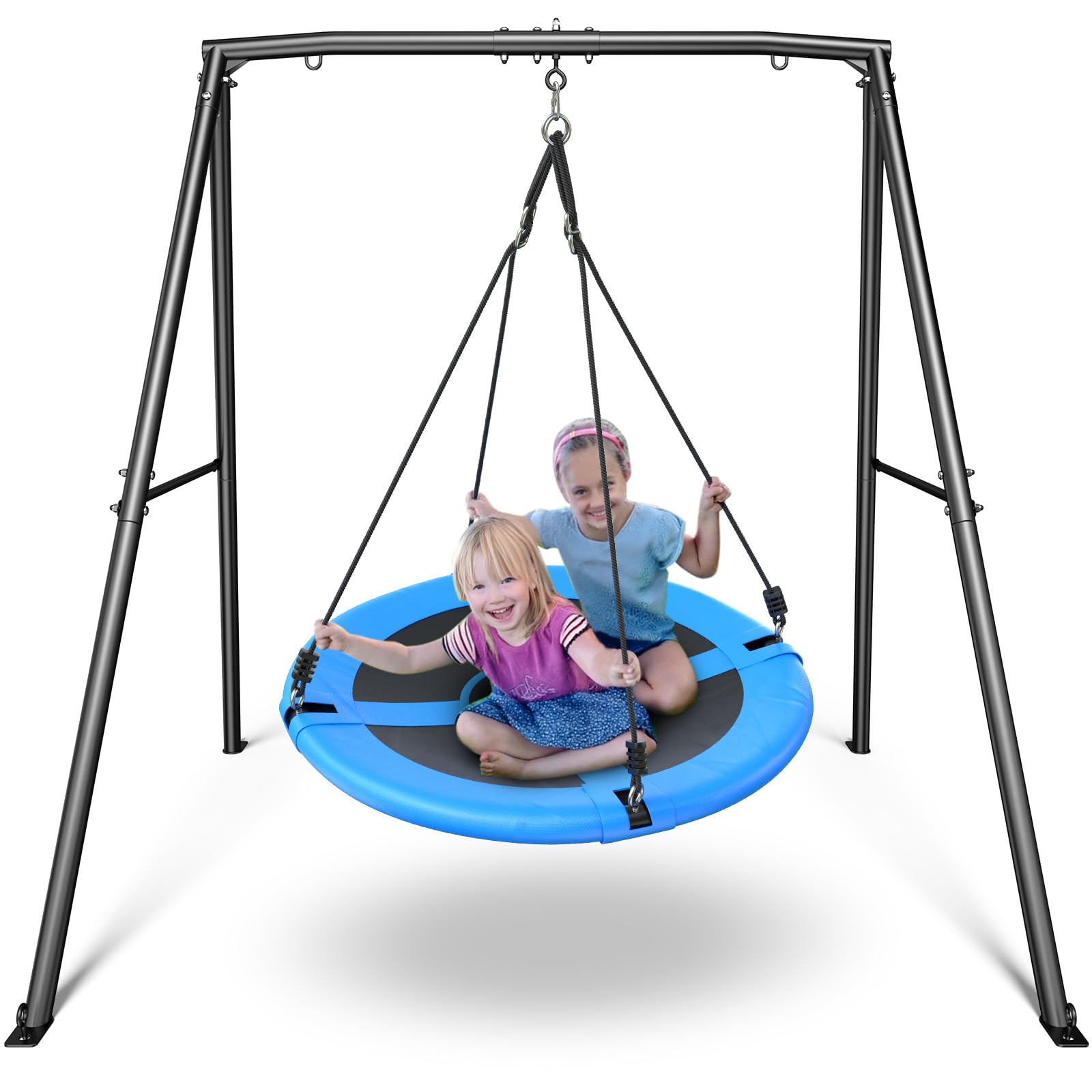 Trekassy Heavy Duty 440lbs Saucer Swing Set with Metal Frame for Kids - Outdoor Backyard Swing Stand for Playground, Garden, and Park Fun