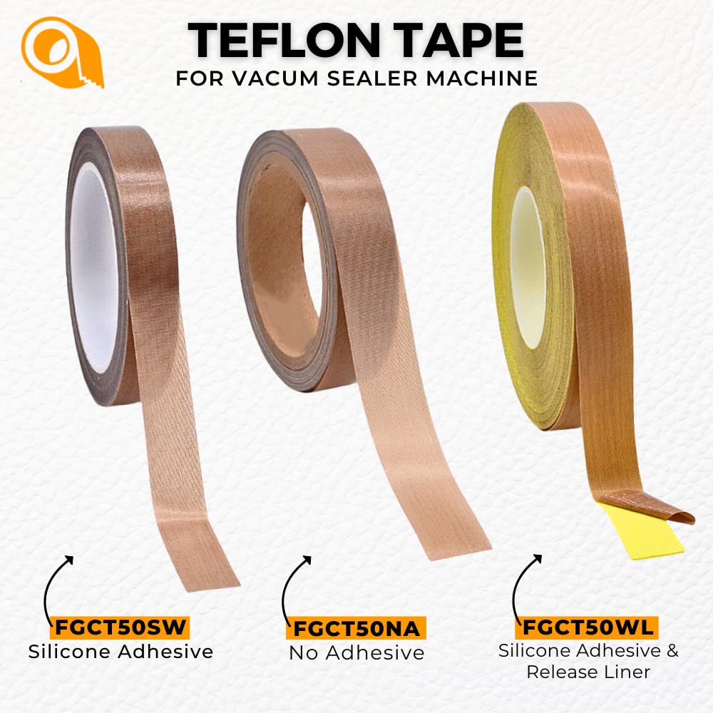 WOD FGCT50NA PTFE Teflon Tape for Vacuum Sealer Machine - 3 Inch x 36 Yards Non-Stick Fiberglass Sealing Tape, Compatible with FoodSaver, Seal a Meal, Weston & Most Hand/Impulse Sealers | Perfect for Food Preservation, Sous Vide & Long-Term Storage