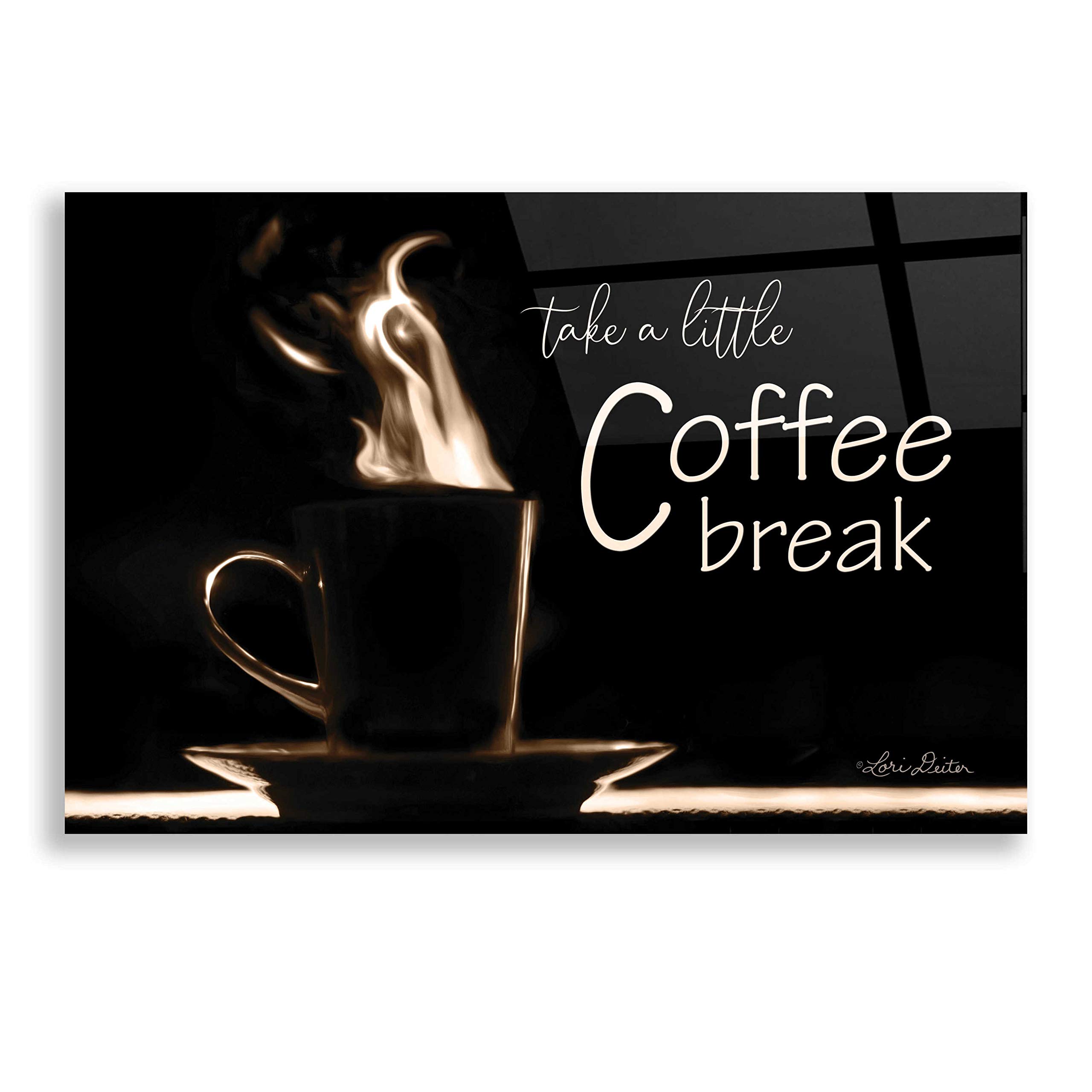 Lori Deiter 'Take a Little Coffee Break' Acrylic Glass Wall Art - 24x16 Inches Modern Home Decor for Living Room, Bedroom & Office