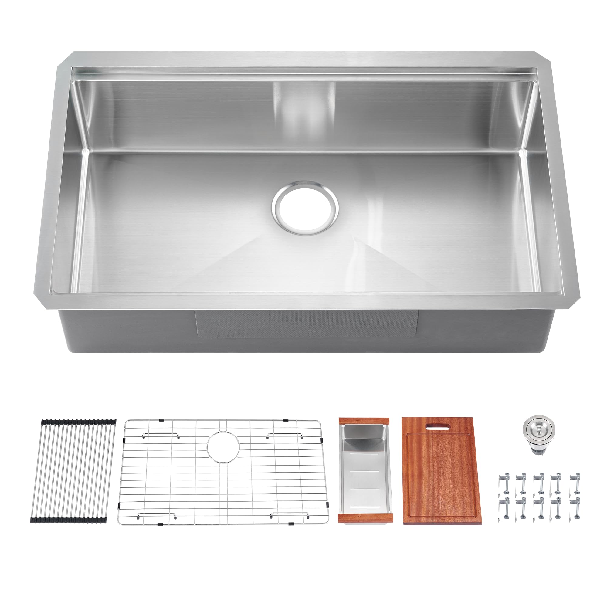 30 Inch Undermount Workstation Kitchen Sink - ALWEN Stainless Steel Single Bowl Sink with R10 Tight Radius & Accessories - Perfect for Modern Kitchens, Meal Prep & Dishwashing