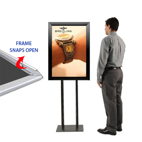 Double Pole Floor Stand 17x22 Sign Holder | 2.5