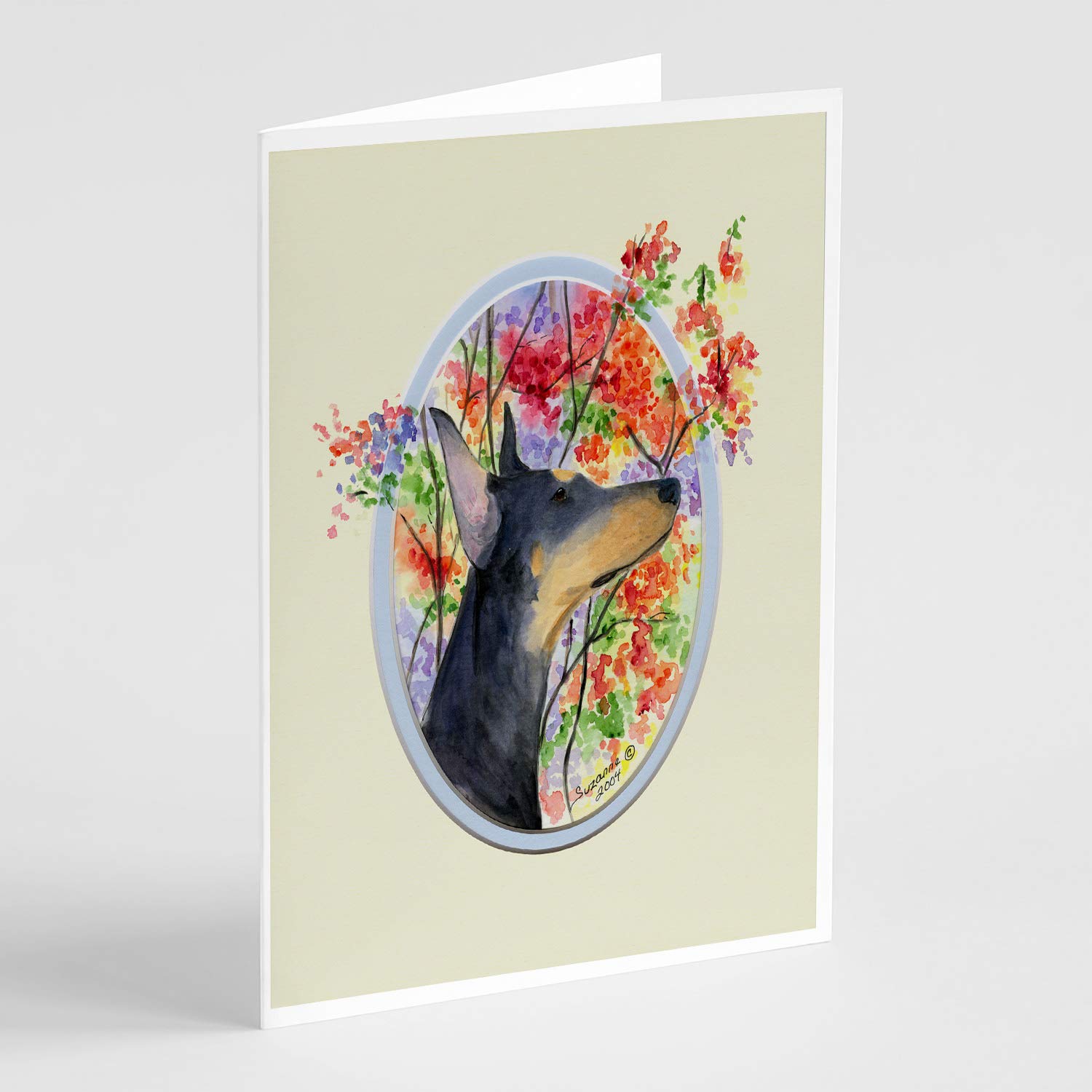 Doberman Greeting Cards and Envelopes Set - Pack of 8 Blank A7 Note Cards (5x7 Inches) for Birthdays, Thank You Notes & Special Occasions | Whimsical Dog Lover Stationery
