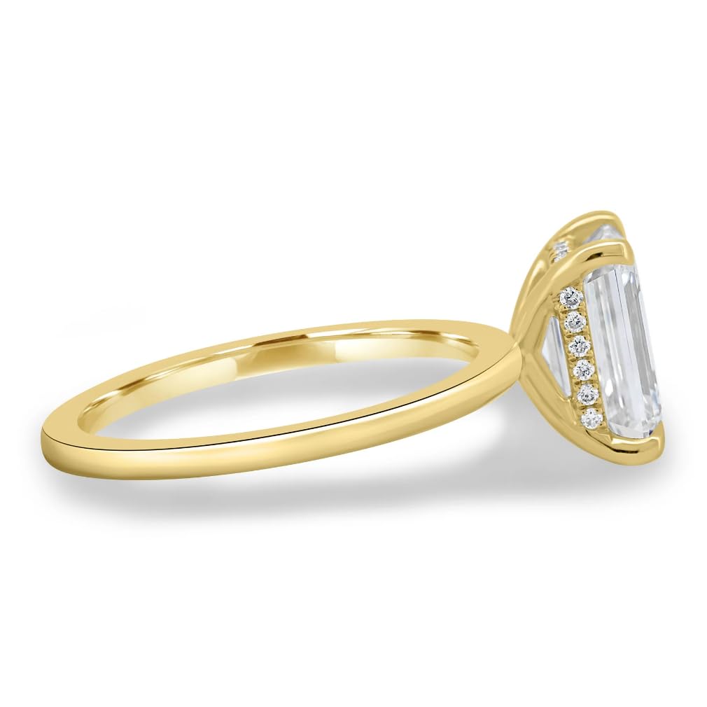 1CT-3CT Hidden Halo Emerald Cut Moissanite Engagement Ring for Women - Solitaire Wedding Ring in 925 Silver or 10K/14K/18K Solid Gold (Yellow, White, Rose) - Handcrafted Anniversary & Birthday Gift for Her - Perfect for Proposals, Weddings & Special Occasions
