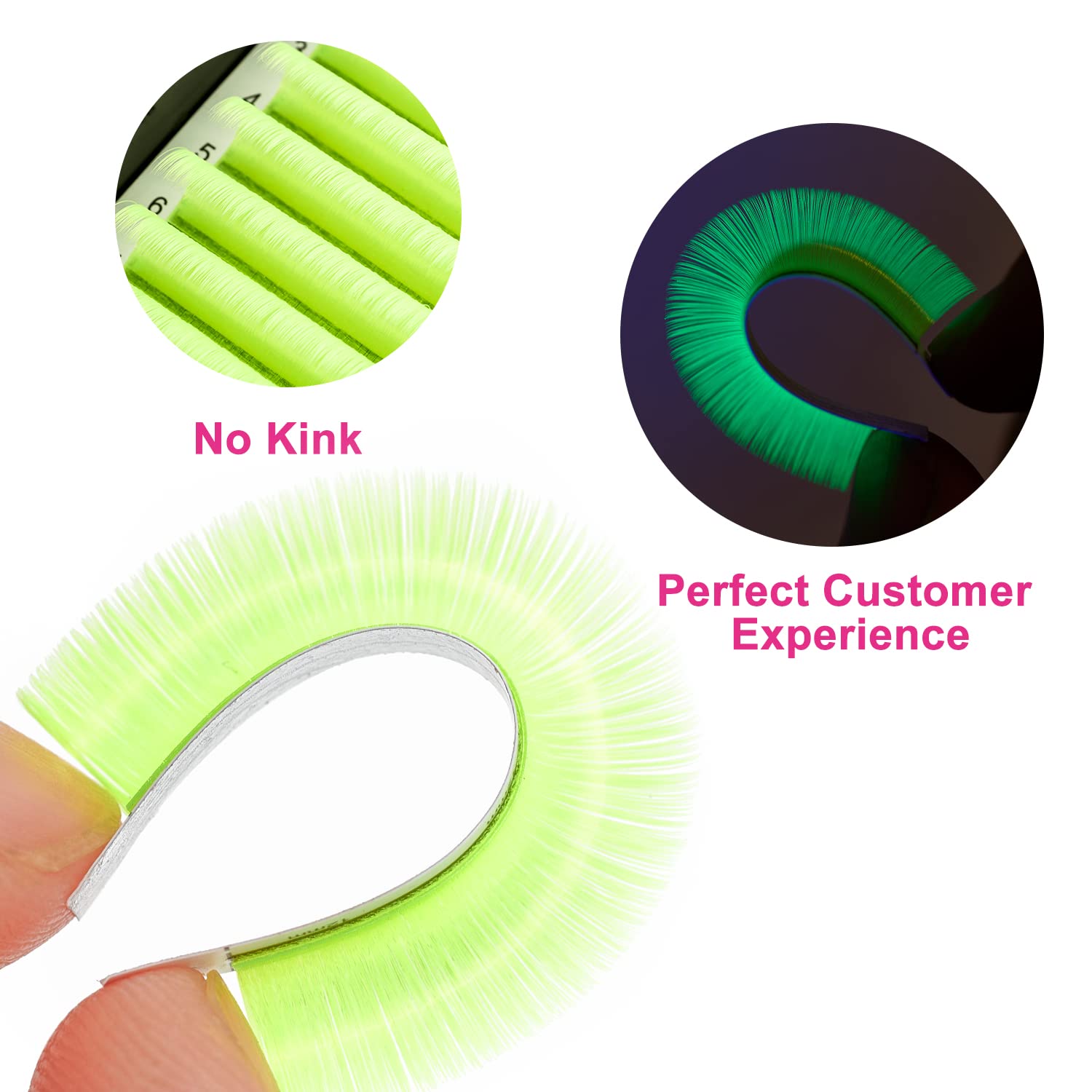 Vibrant Colored Neon UV Eyelash Extensions - 0.07D 15MM Yellow & Multicolor Glow Under Black Light | Easy Fan Lashes for Party, Rave & Festival Makeup