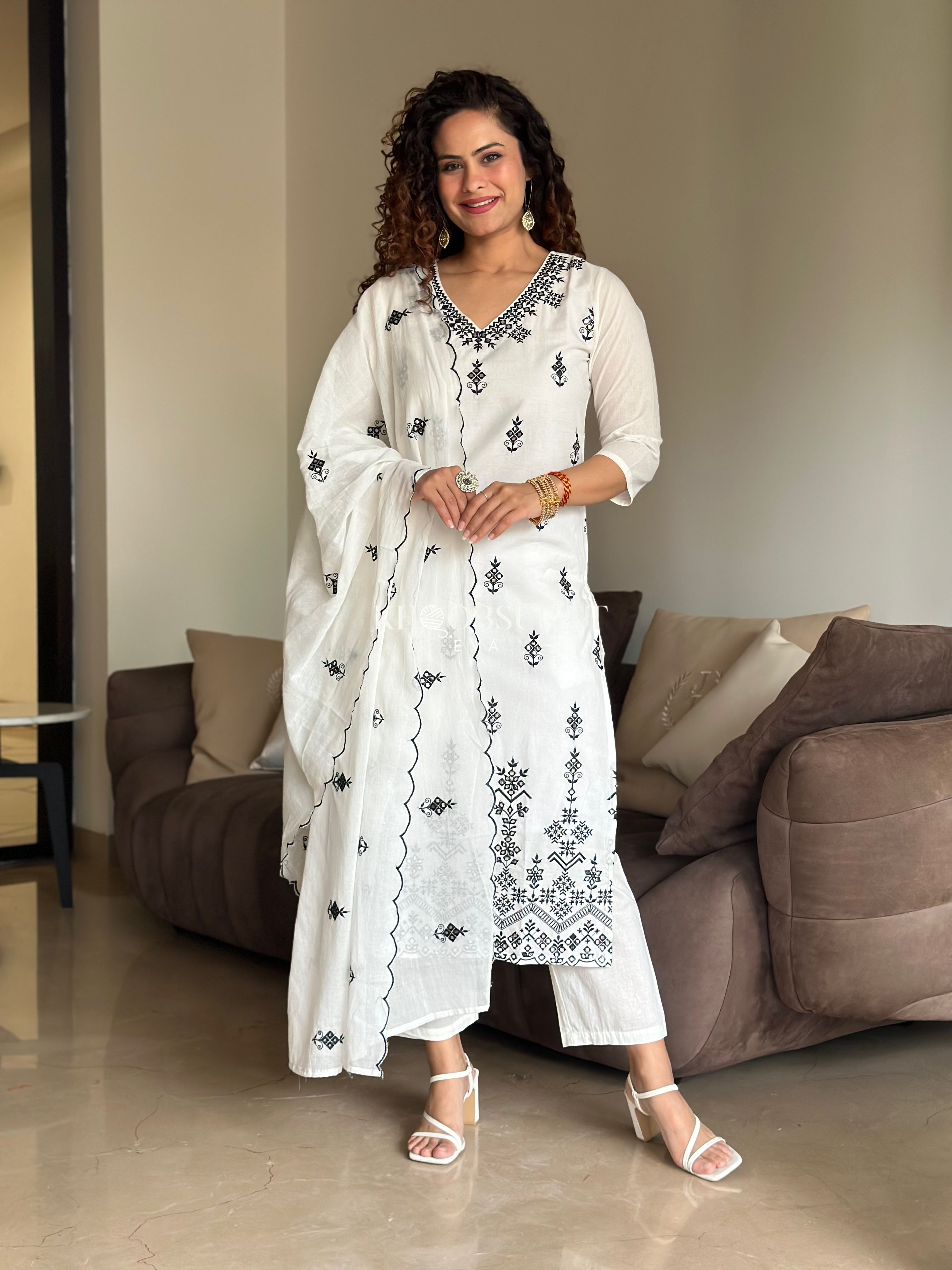 Biba White Kurta Suit Sets for Women | Elegant Indian Ethnic Wear | Perfect for Festivals, Weddings & Casual Outings