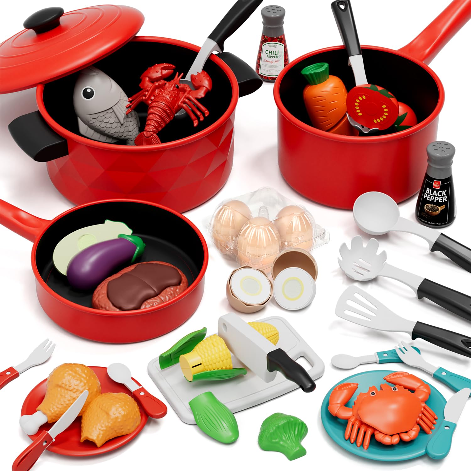 **Lehoo Castle Play Kitchen Accessories – Kids Cooking Toy Set with Pots, Pans, Utensils & Play Food – Pretend Play for Toddlers Ages 3-5 – Perfect Gift for Girls & Boys (Great for Role-Playing & Early Learning)**