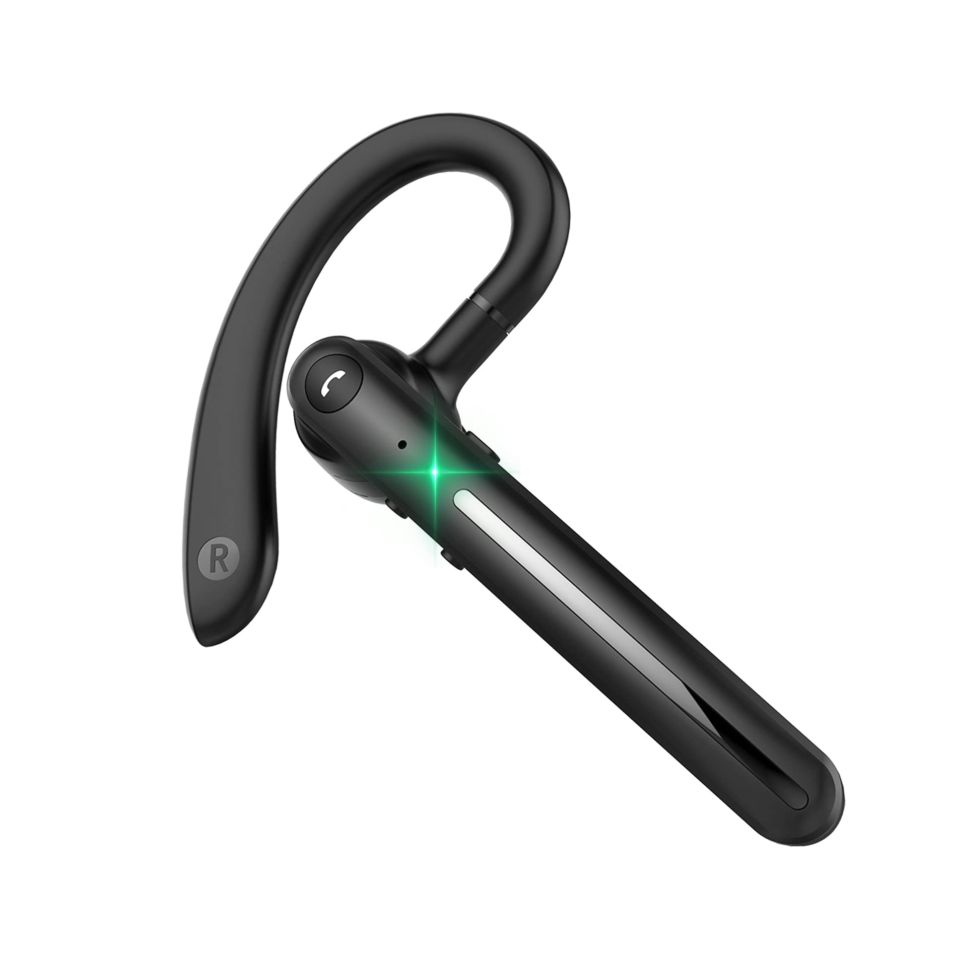 IHAO Single Ear Wireless Bluetooth Headset with Noise Cancelling, Stereo Sound & HD Mic - 16Hrs Battery Life for Hands-Free Calling - Comfortable In-Ear Design Perfect for Driving, Business, Office & Truckers - Stay Connected on the Road or at Work