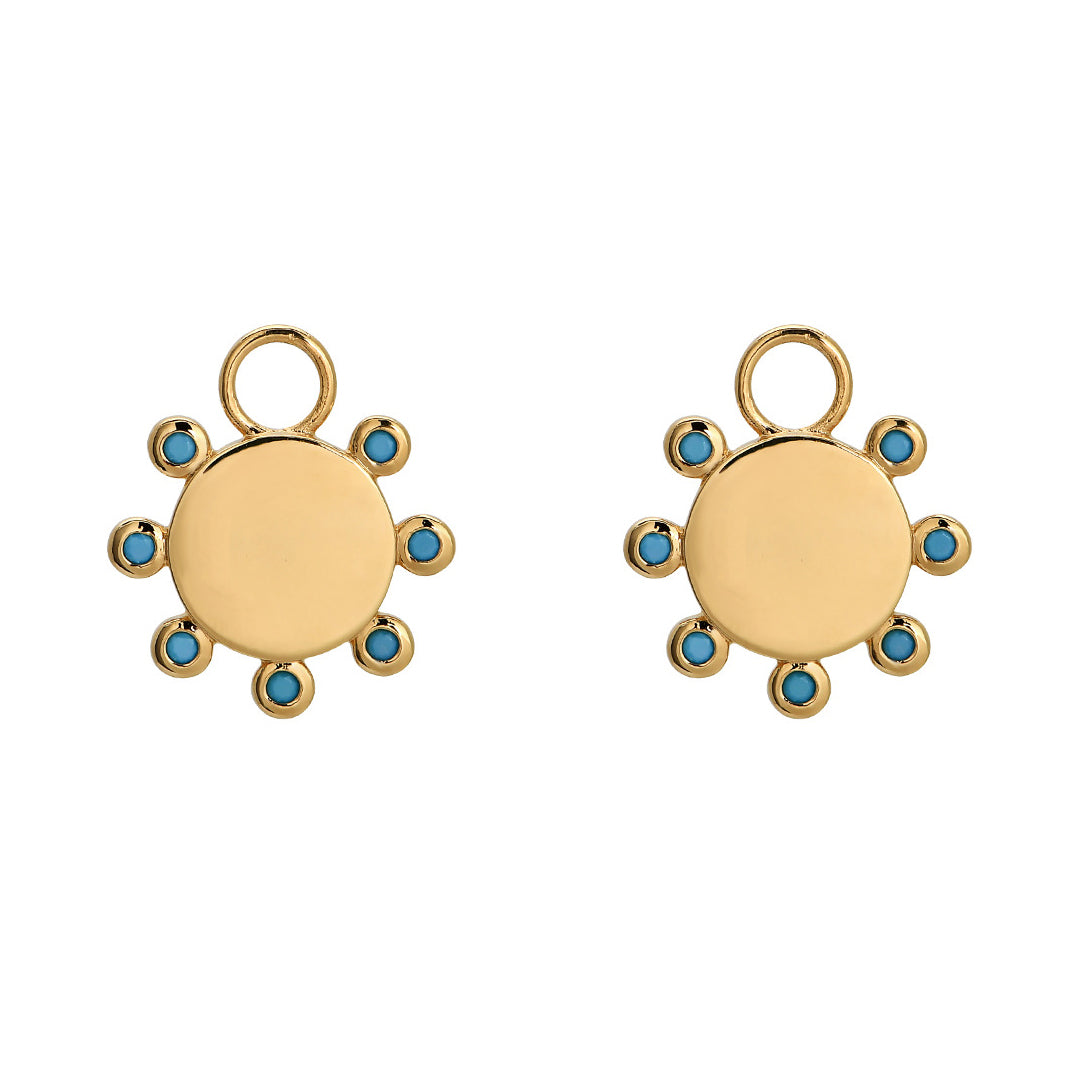 Goldbug Collection Round Top Turquoise Earring Charms - Handmade Sterling Silver Dangle Earrings for Women, Boho Chic Jewelry Gift for Her | Perfect for Parties, Weddings & Everyday Wear