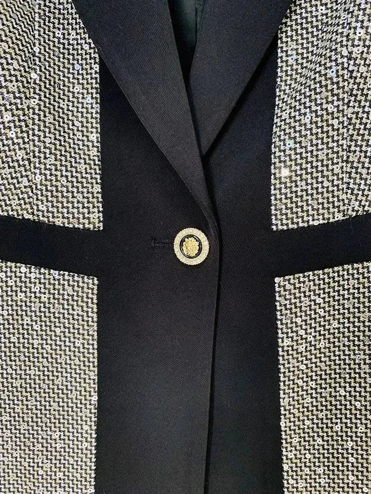 Elegant Women's Sequin Pant Suit - Formal Business Blazer & Pants Set for Office, Party & Special Occasions