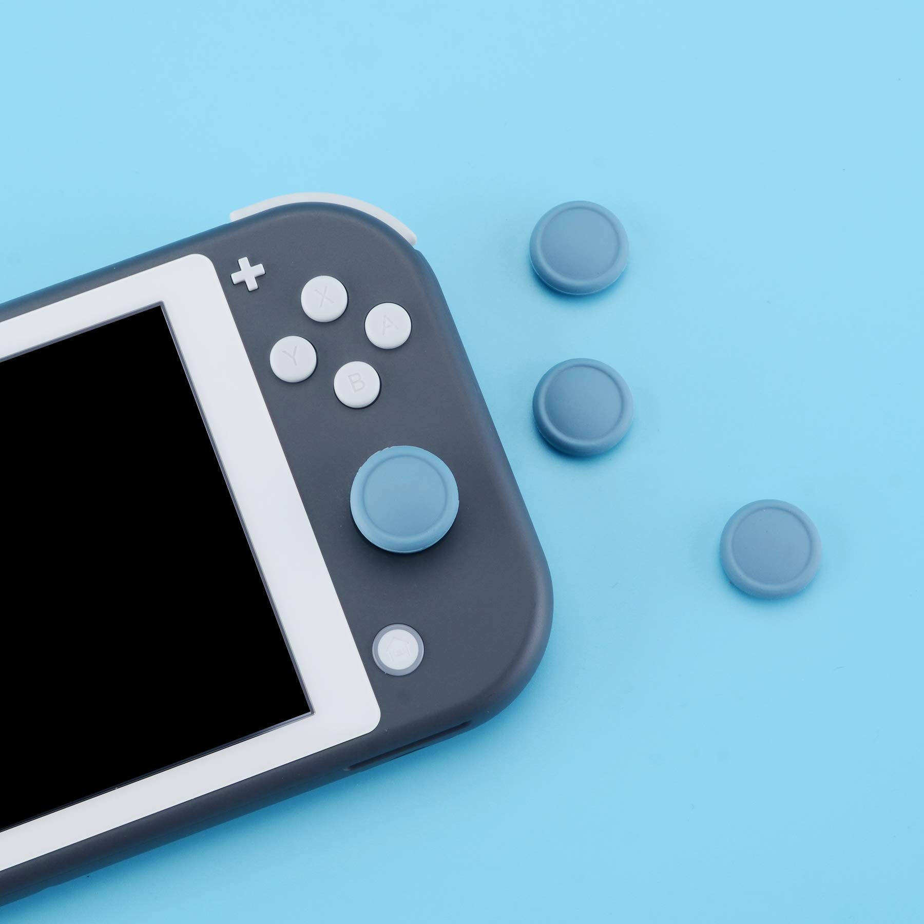 eXtremeRate PlayVital Silicone Joystick Caps for Nintendo Switch, Switch Lite & Switch OLED - Comfortable Thumb Grip Covers (Airforce Blue) - Perfect for Gaming, Travel & Long Play Sessions
