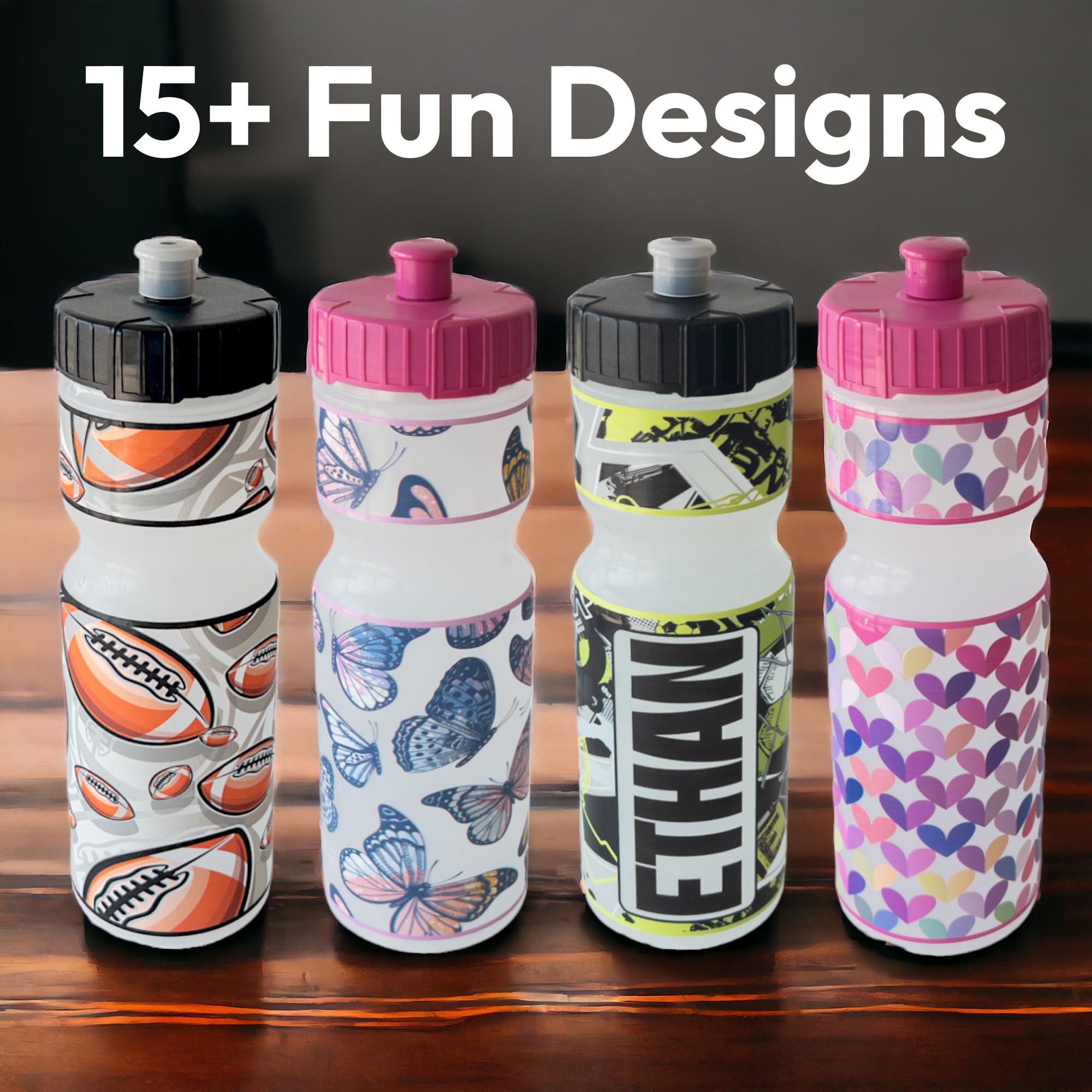 50 Strong 22oz Kids Sports Water Bottle - BPA-Free Squeeze Bottle with Pull Top Cap - Durable Reusable School Water Bottle for Boys & Girls - Made in USA - Perfect for Sports, School & Video Gaming Hydration