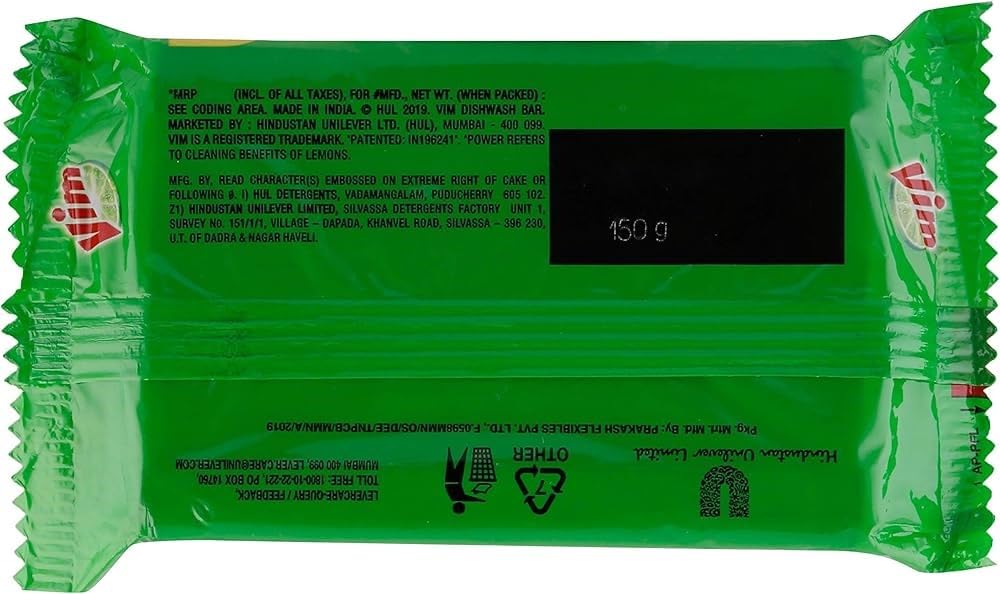 Vim Dishwashing Soap Bar 150g (Pack of 10) - Effective Stain Removal for Kitchen Utensils, Pans & Dishes | Eco-Friendly Cleaning Solution for Home & Restaurant Use