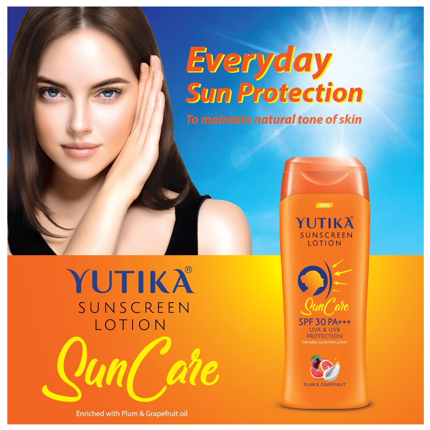 Yuthika Aloe Vera Body Lotion 300ml with SPF 30 Sunscreen 100ml - UVA/UVB Protection, Moisturizing & Nourishing Lotion for Women & Men - Perfect for Daily Hydration & Sun Protection at Home, Work or Outdoor Activities