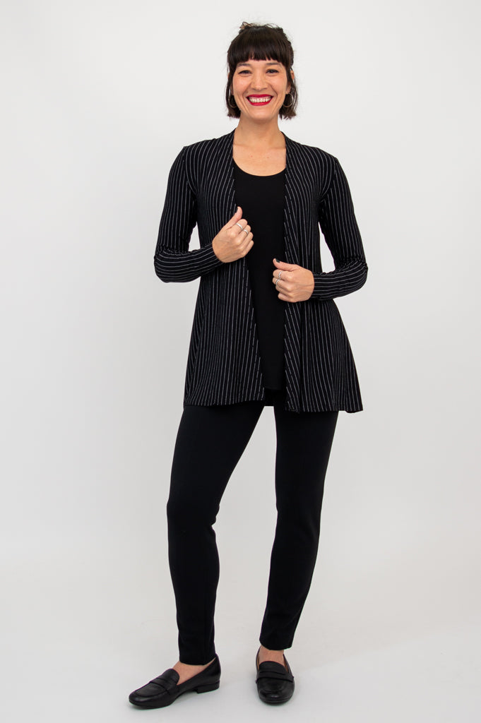 Premium Chopra Jacket for Men - Breathable Bamboo Fabric with Classic BW Pin Stripe Design - Perfect for Business Casual & Office Wear - Final Sale