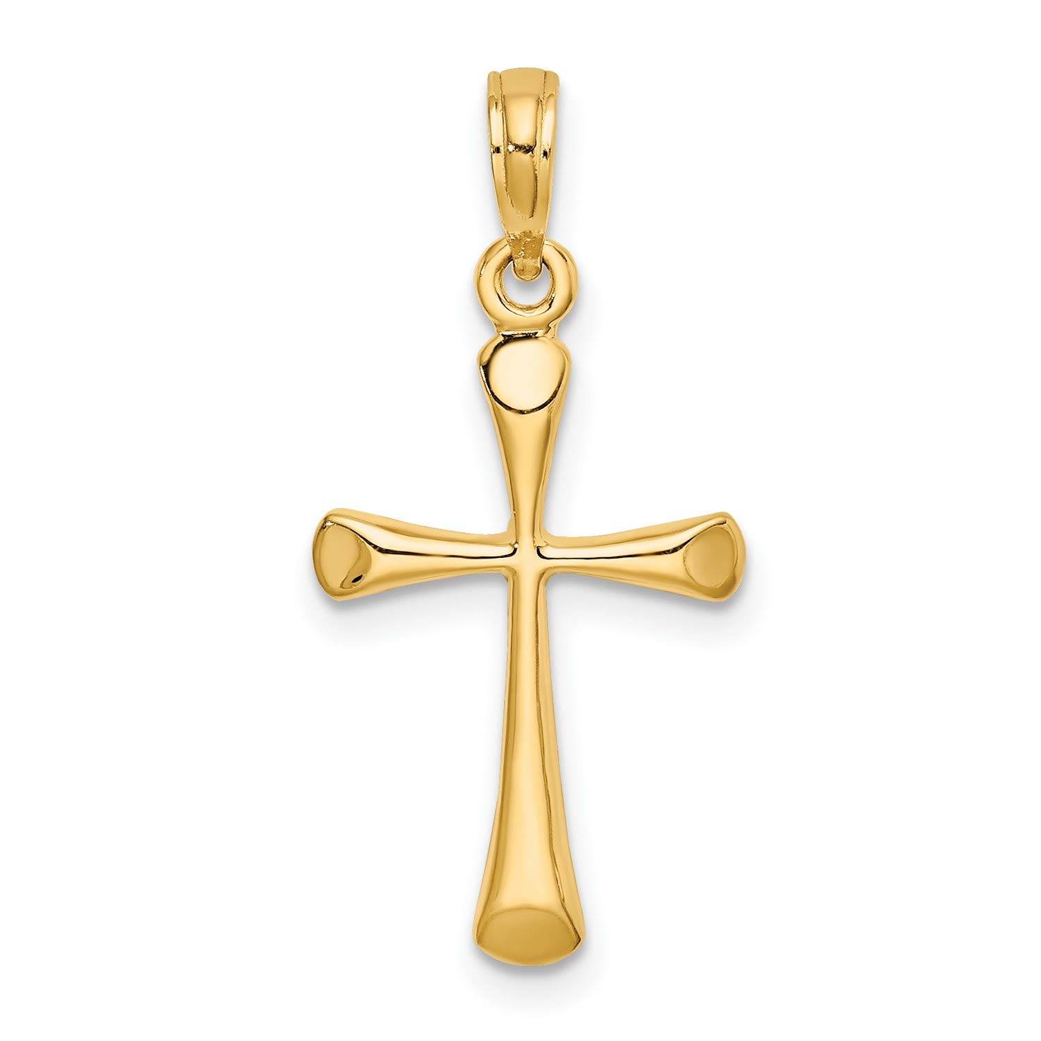 14K Yellow Gold Polished Beveled Cross Charm Pendant - Perfect for Necklaces, Bracelets & Gifts for Baptism, Confirmation & Religious Occasions