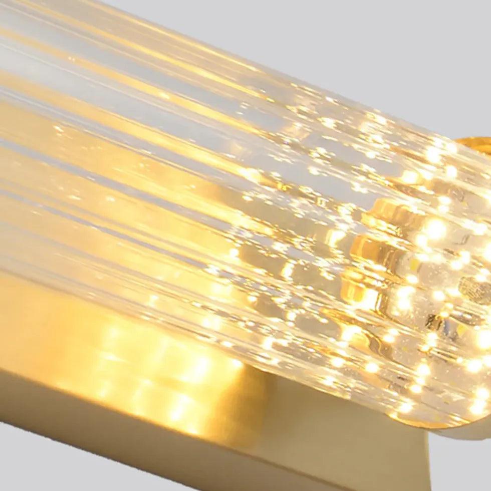 Gold Ribbed Wall Light for Bathroom - Modern Sconce Lighting Fixture for Vanity, Mirror, or Shower Area - Perfect for Home Decor and Ambiance