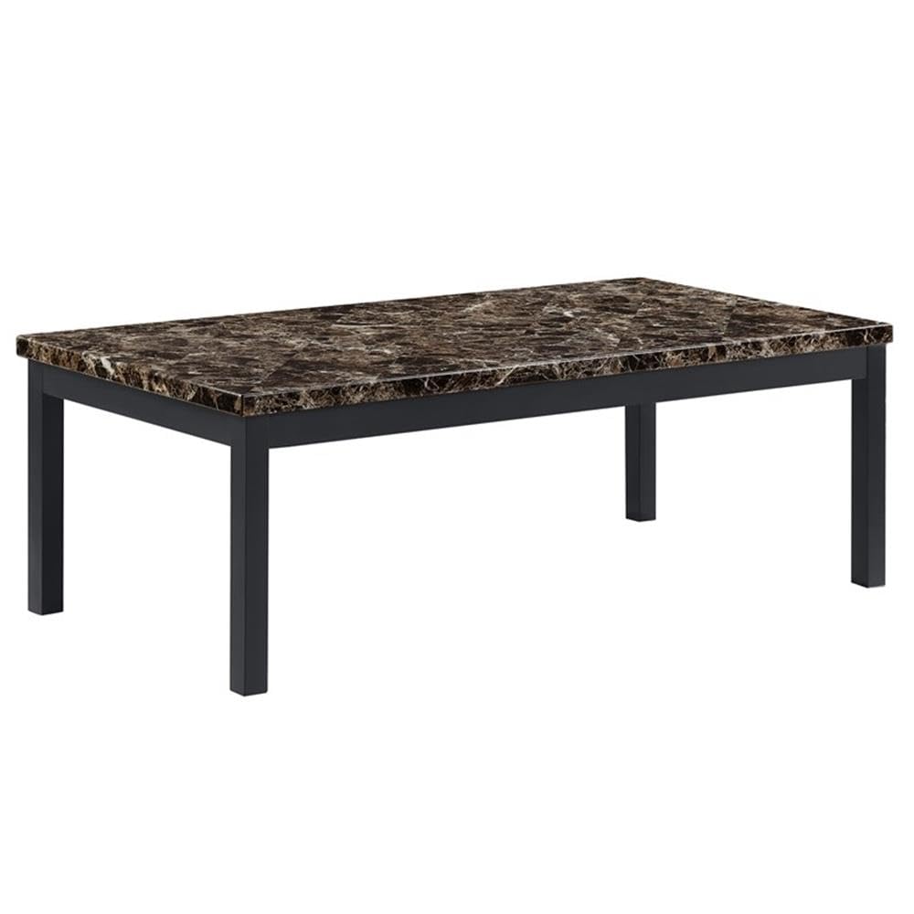 Homelegance Tempe 3-Piece Faux Marble Coffee Table Set with Side Tables - Brown - Perfect for Living Room, Lounge & Office Decor