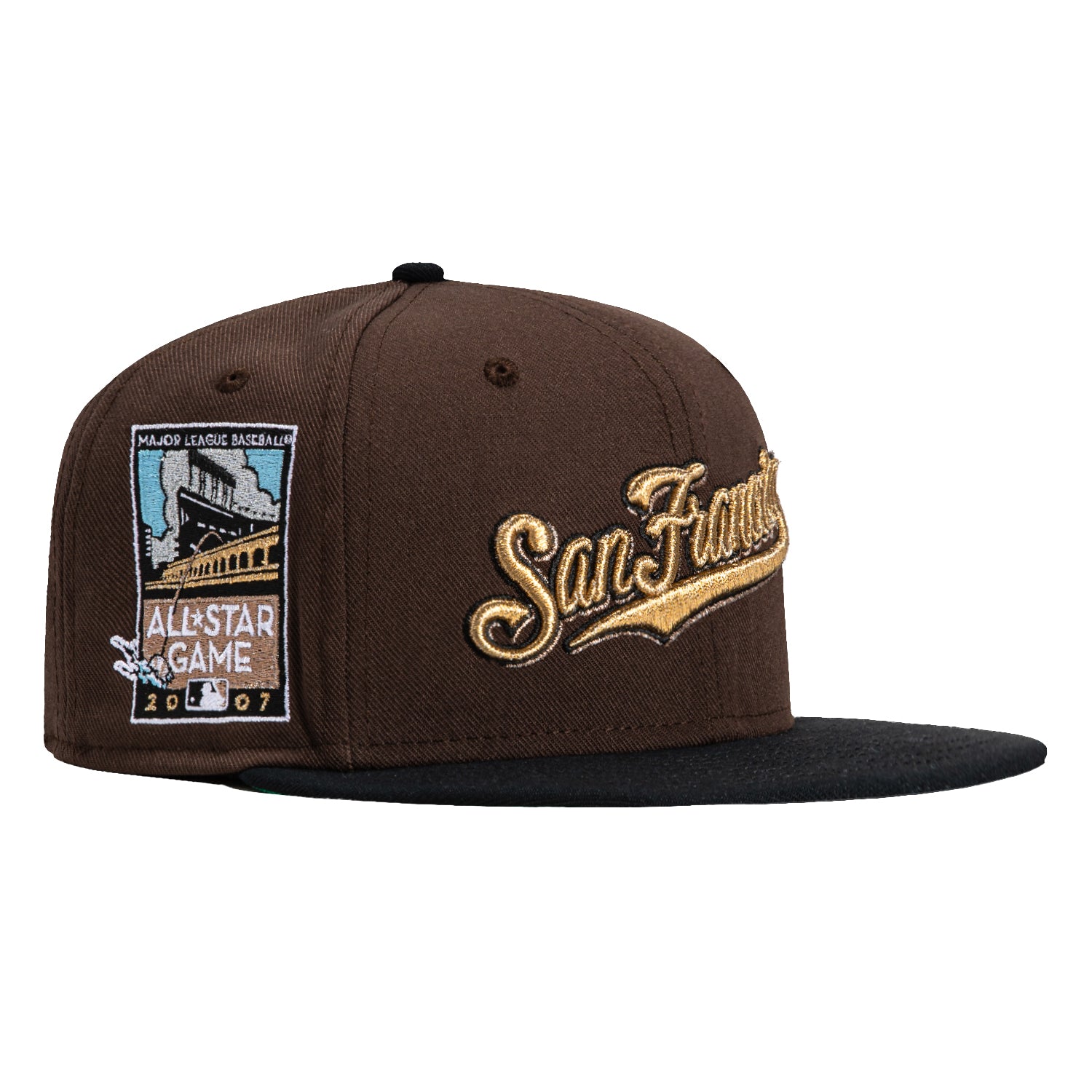 Mitchell & Ness San Francisco Giants 2007 All Star Game Patch Script Hat - Brown & Black Vintage Baseball Cap for MLB Fans & Collectors | Perfect for Game Day, Sports Events & Casual Wear