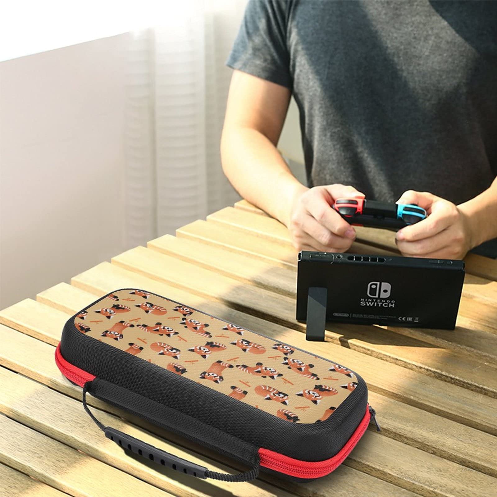 FunnyStar Cute Red Panda Printed Travel Case for Nintendo Switch Lite - Portable Storage Bag for Console & Accessories - Perfect for Gaming On-The-Go & Travel Protection - White Style One Size