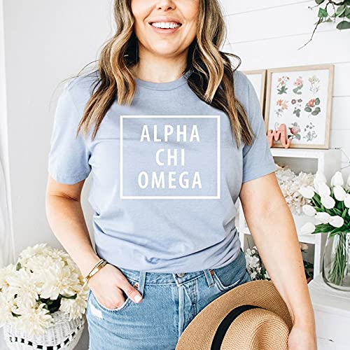 Alpha Chi Omega Box Tee - Comfortable Sorority Graphic T-Shirt for Women | Perfect for College Events, Greek Life & Casual Wear